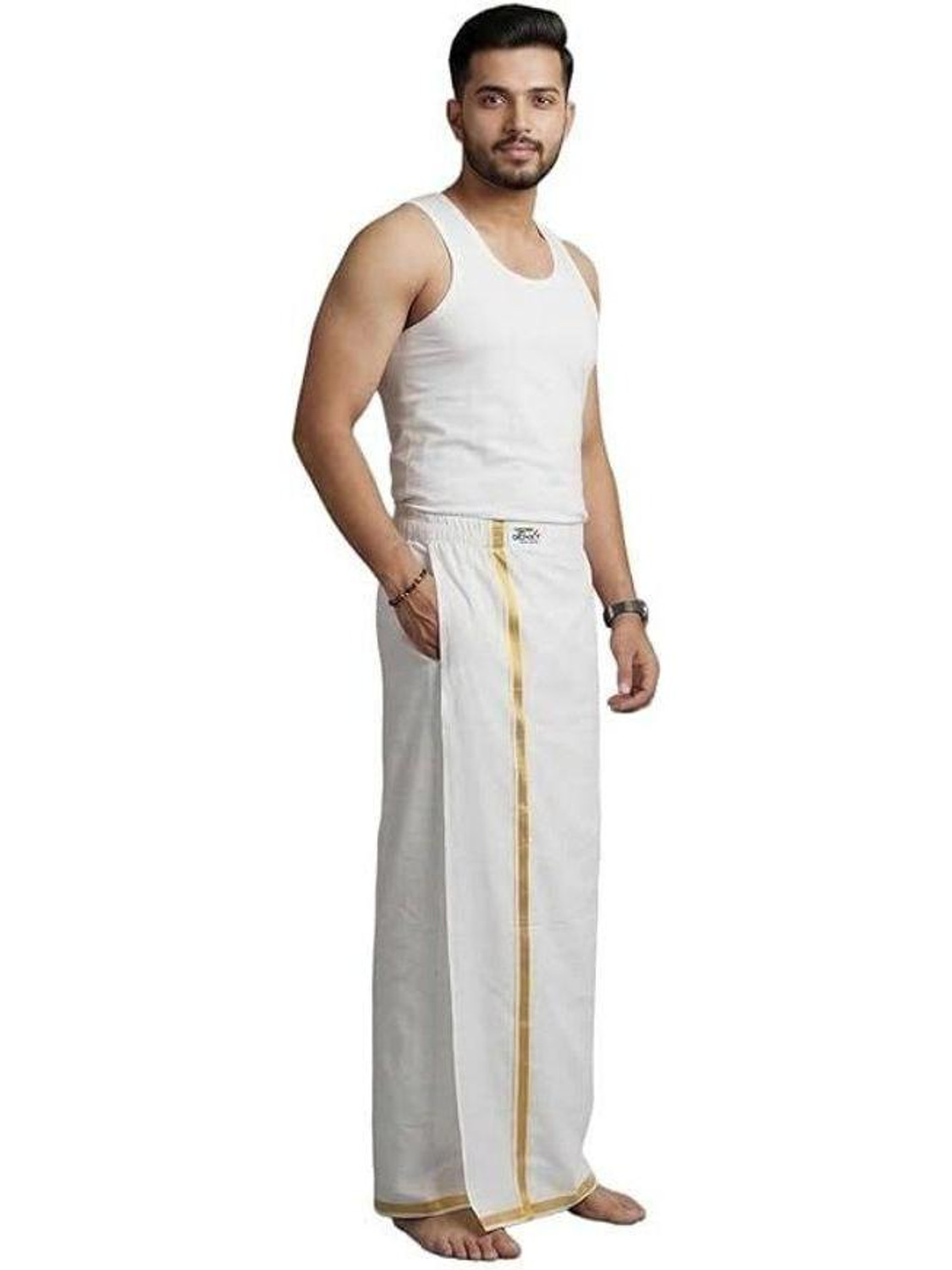 Image of Ramraj Cotton Genxt Insta Ready-to-Wear Dhoti without Inner Boxer in 5 Seconds Solid Men Dhoti