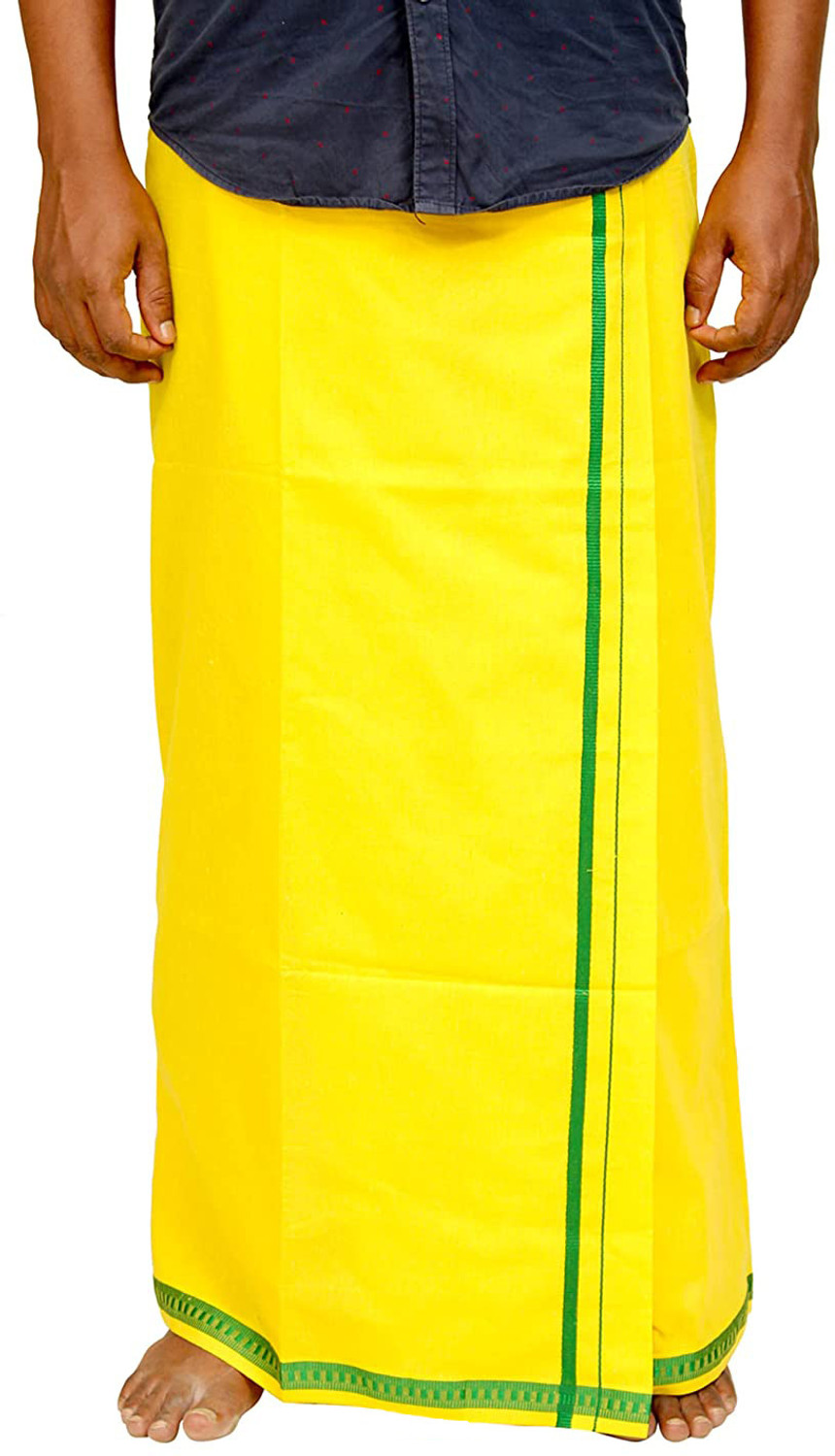 Image of TUNI MANI Temple Wear Dhoti with Towel Solid Men Dhoti