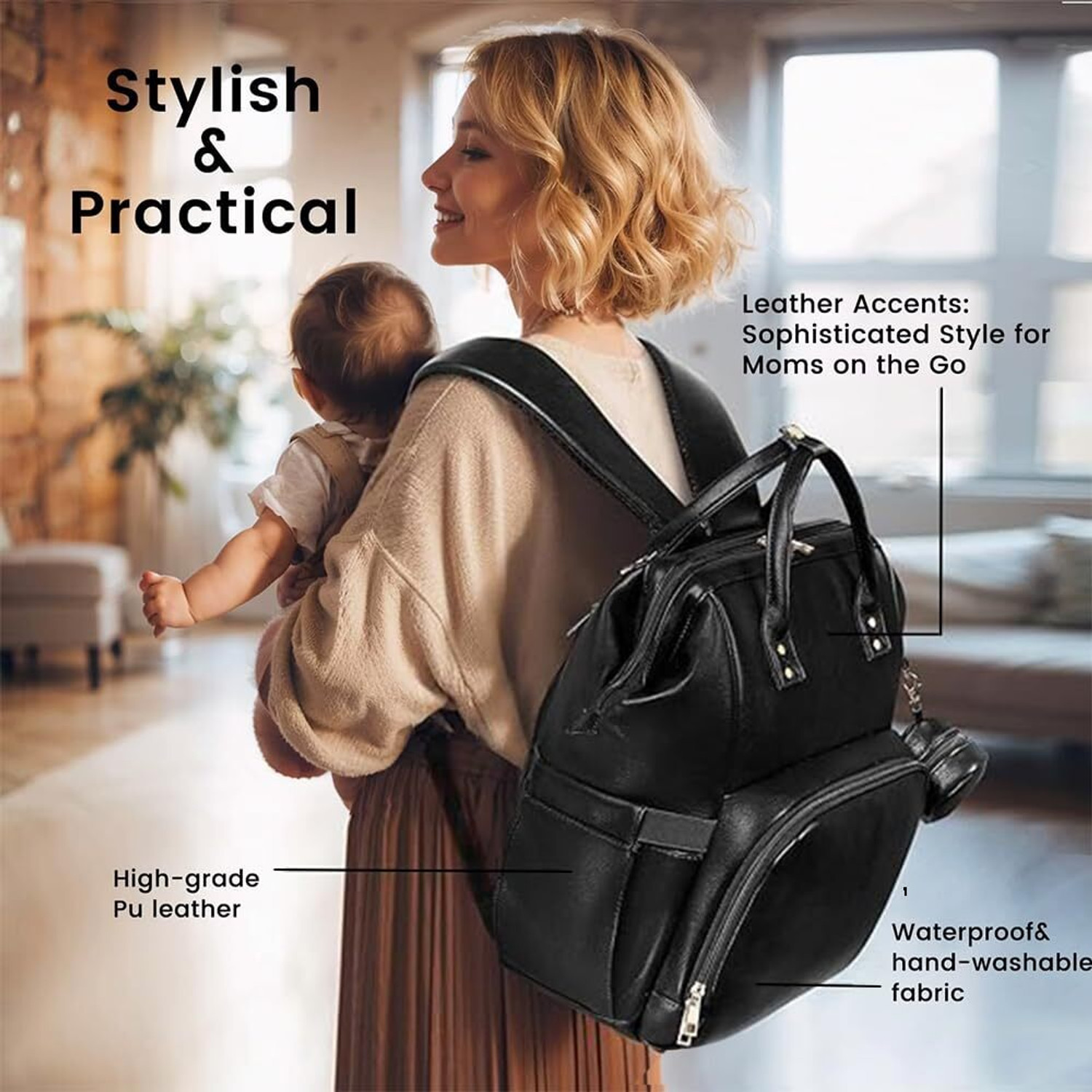 Image of StarAndDaisy Premium Baby Diaper Bag Spacious, Waterproof Backpack with Multiple Pockets Mothers Maternity Bags for Travel Diaper Backpack