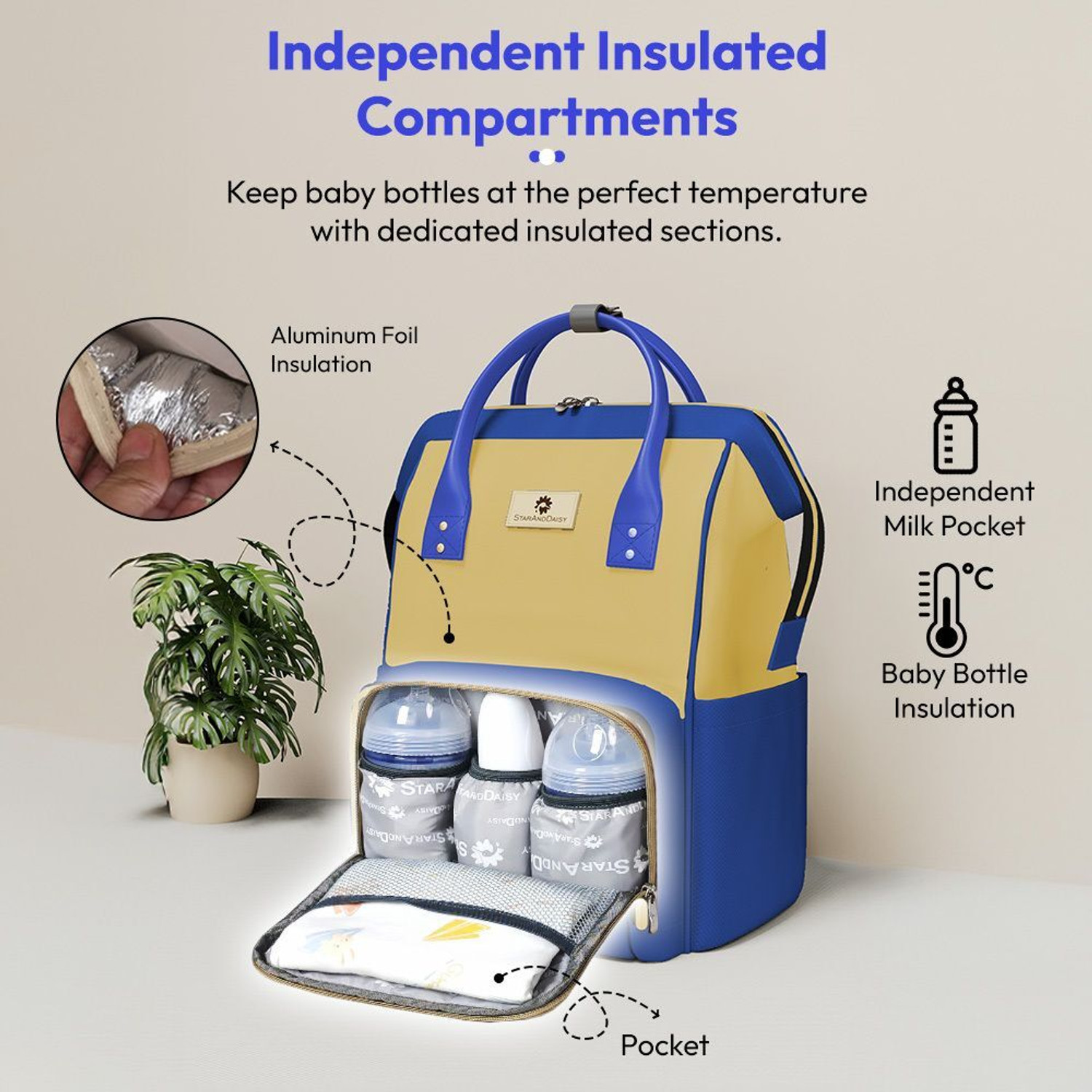 Image of StarAndDaisy Baby Diaper Bag For Mothers Spacious Waterproof Backpack With Multiple Pockets Mothers Maternity Bags for Travel Diaper Backpack