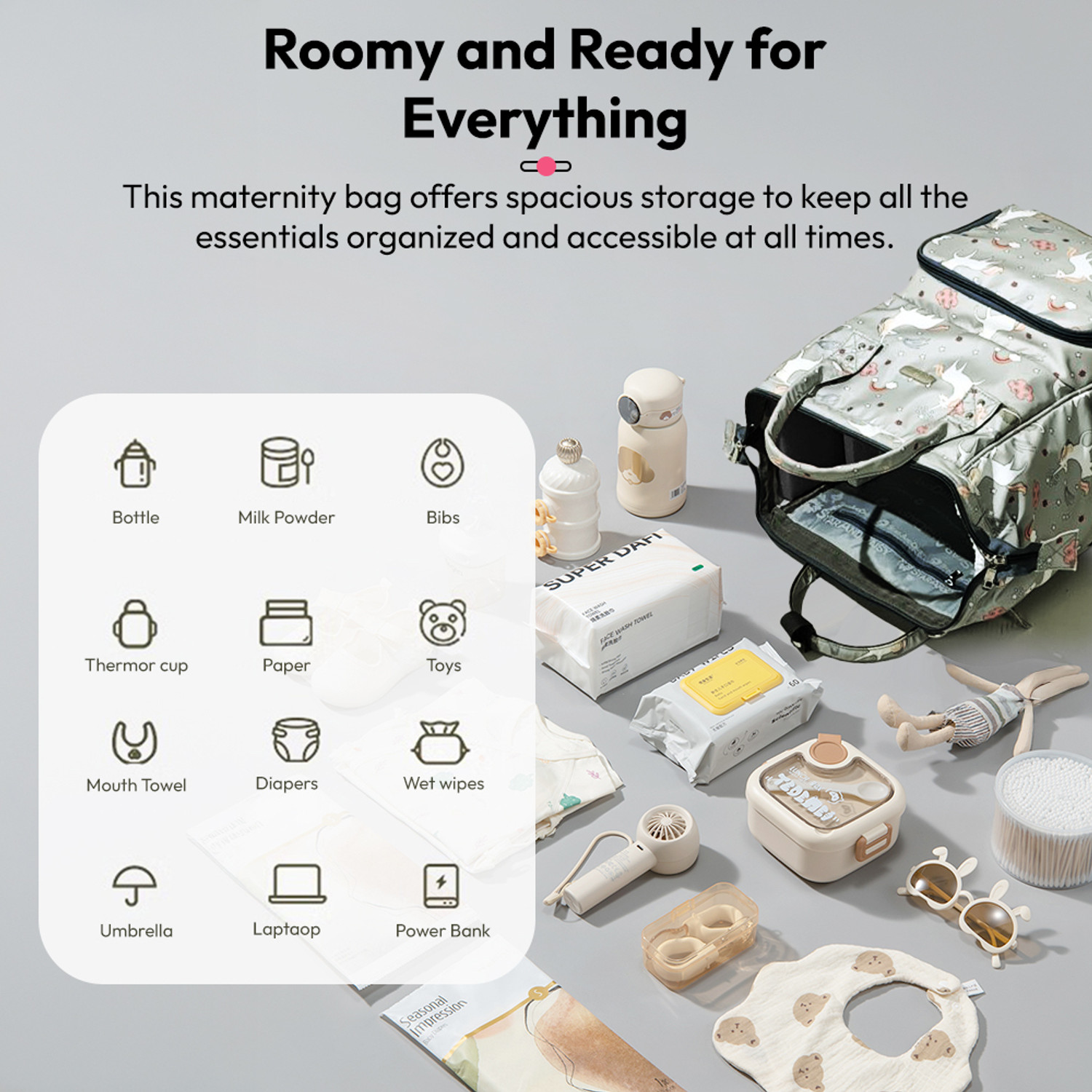 Image of StarAndDaisy Baby Diaper Bag Spacious, Waterproof Backpack with Multiple Pockets Mothers Maternity Bags for Travel Diaper Backpack