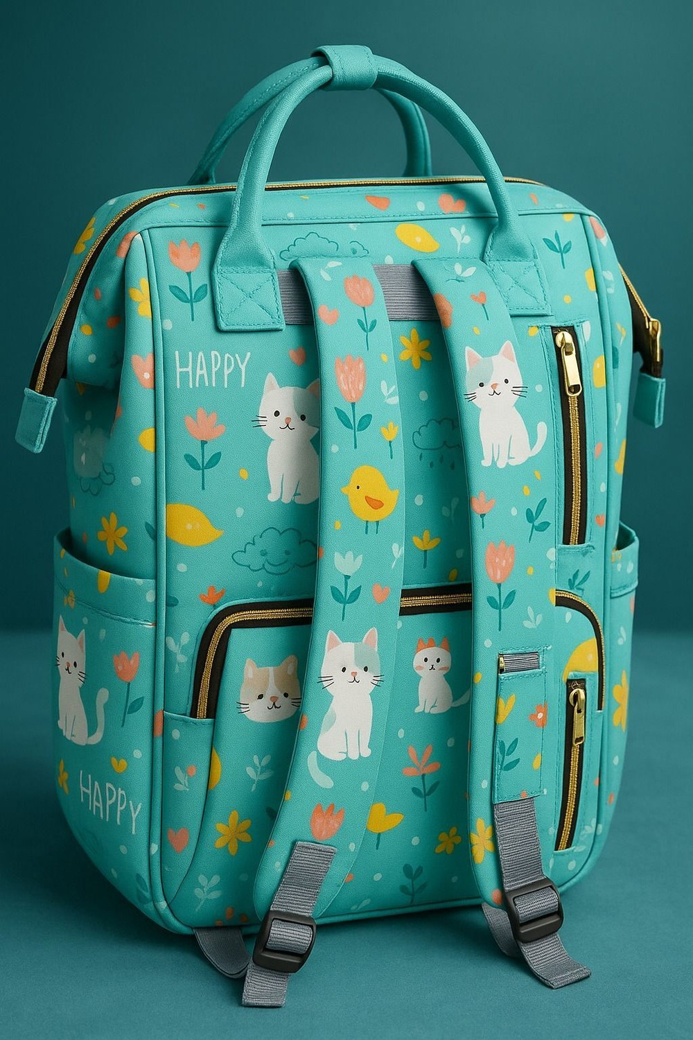 Image of Laee cute Diaper Bags for Mom Travel Basic Edition|6 Month Warranty (green ) printed diaper bag