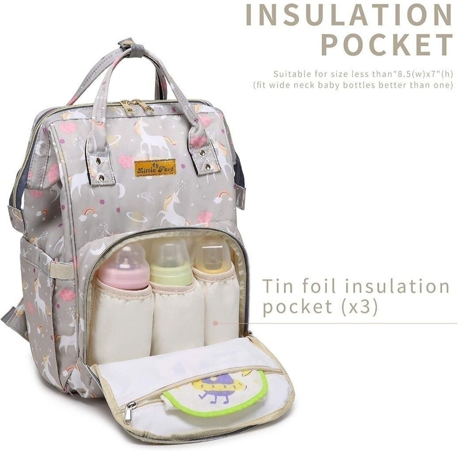 Image of Little Feet Diaper Bag for Moms for Travel Multifunctional Diaper Bag Backpack for Mothers Baby Diaper Bag