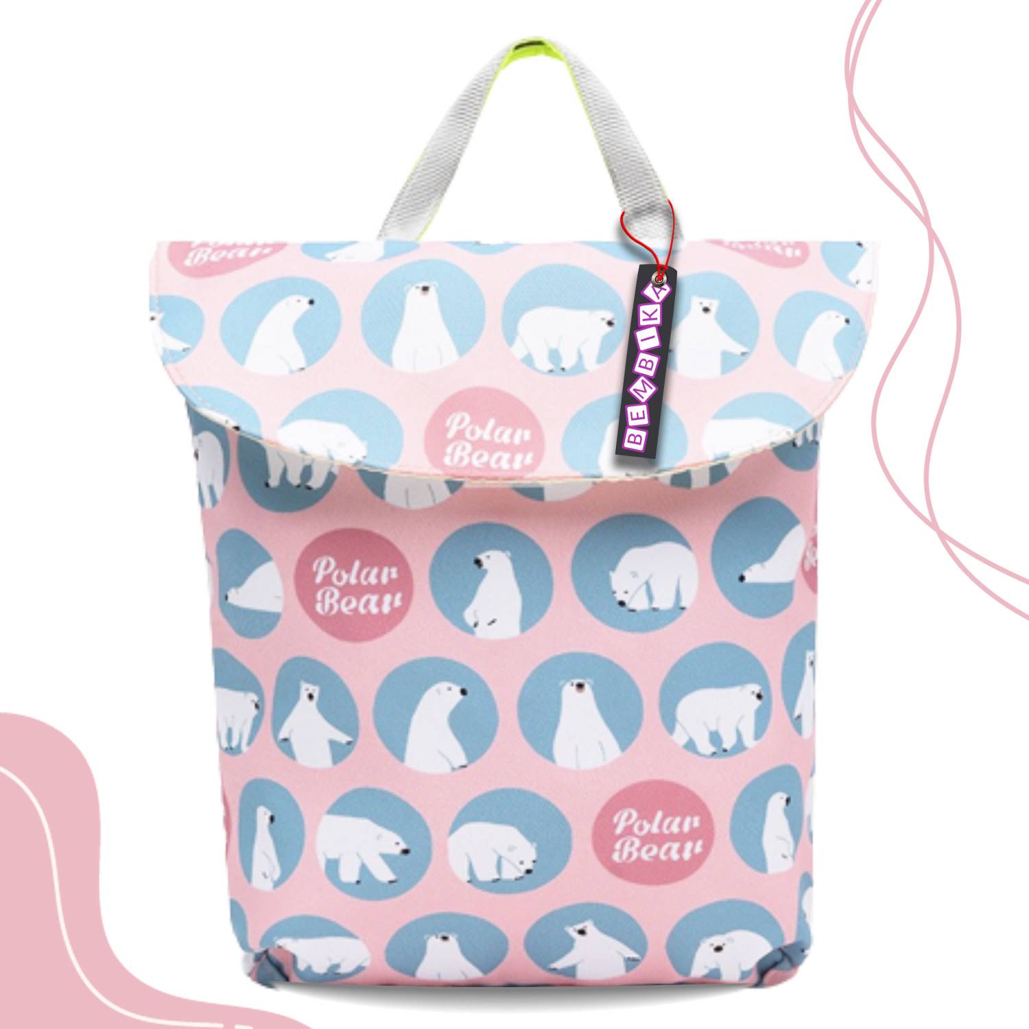Bembika Diaper Bag Backpack, Stroller Organizer Diaper Hanging Bag, Bear Pink Organizer Hanging Bag