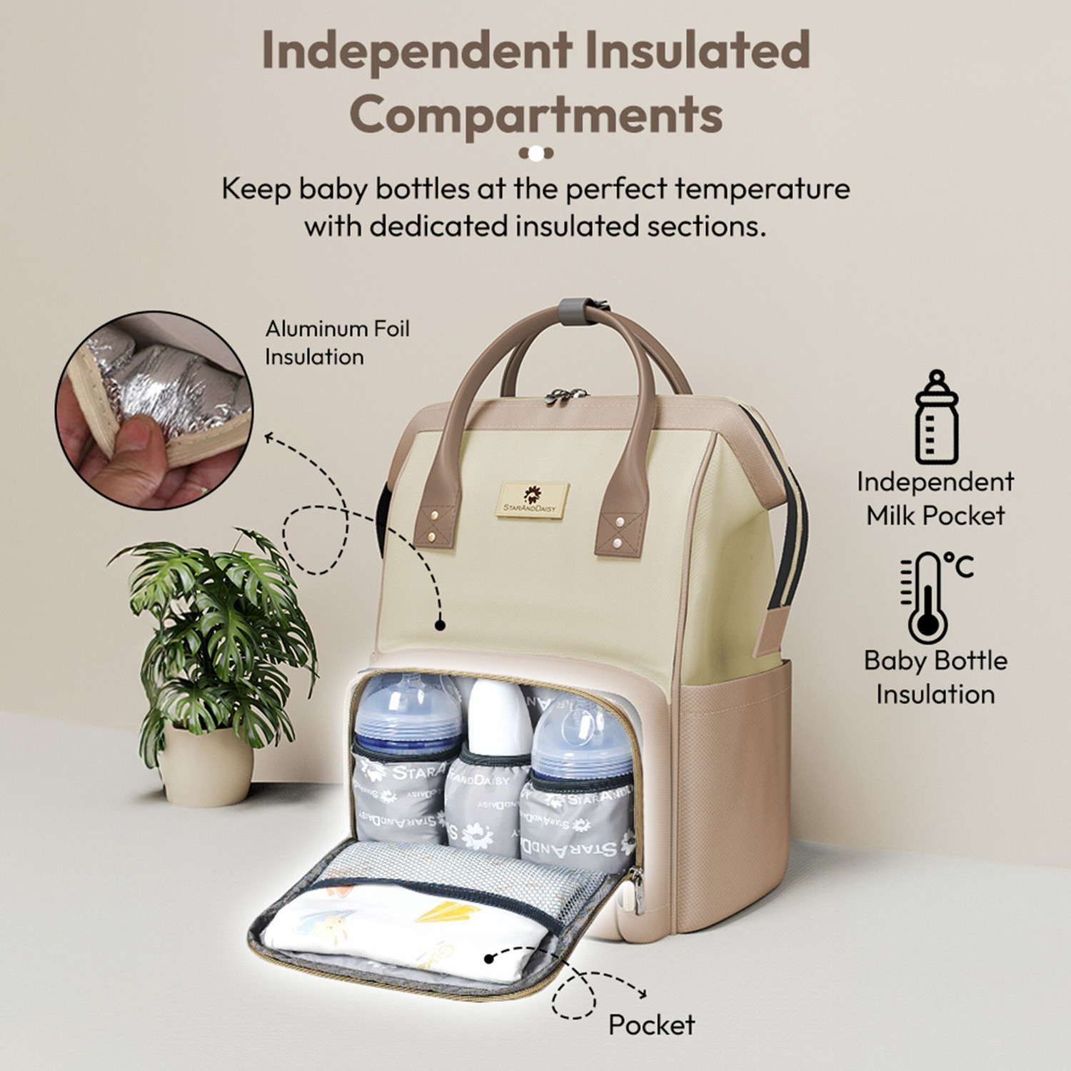 Image of StarAndDaisy Baby Diaper Bag For Mothers Spacious Waterproof Backpack With Multiple Pockets Mothers Maternity Bags for Travel Diaper Backpack
