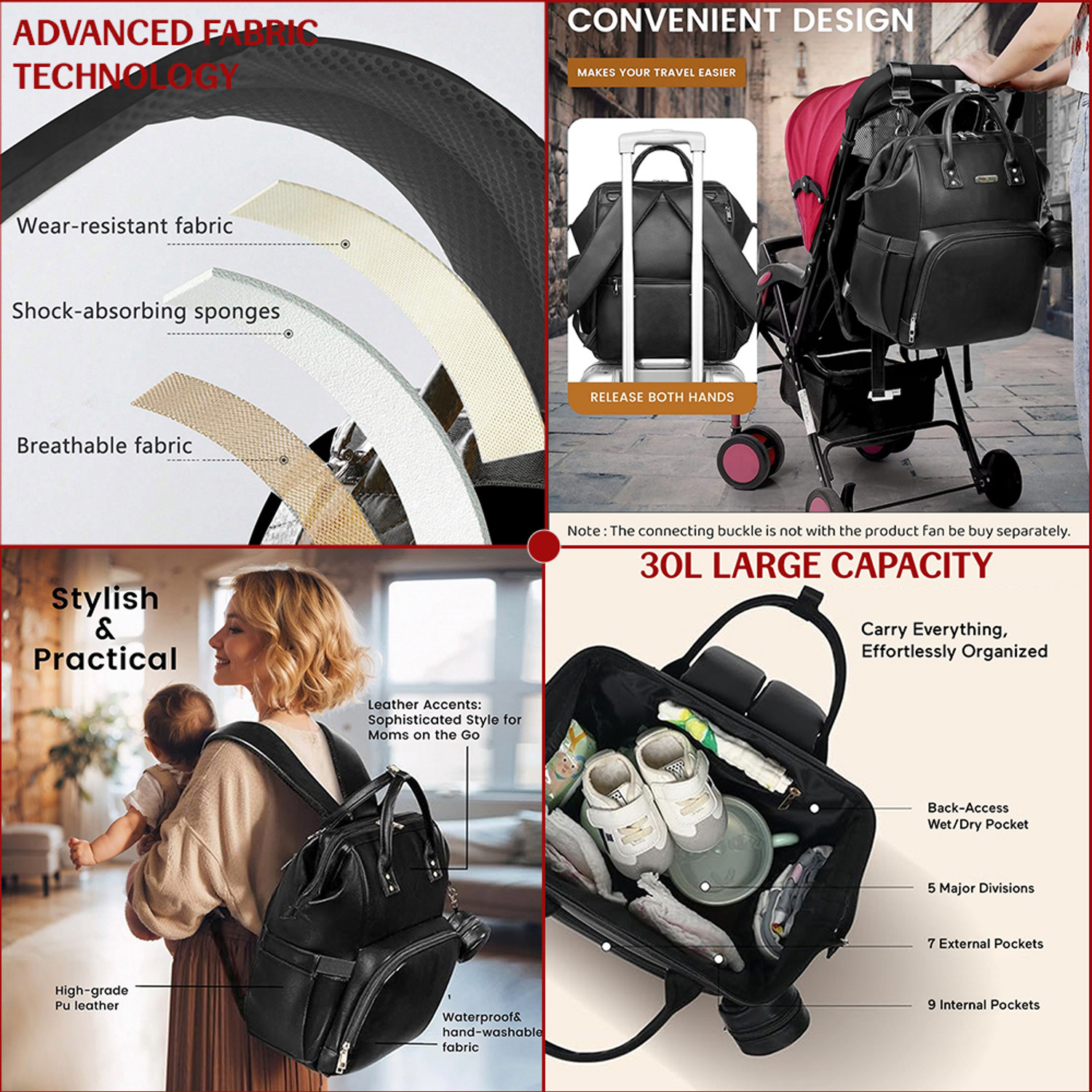Image of StarAndDaisy Premium Baby Diaper Bag Spacious, Waterproof Backpack with Multiple Pockets Mothers Maternity Bags for Travel Diaper Backpack