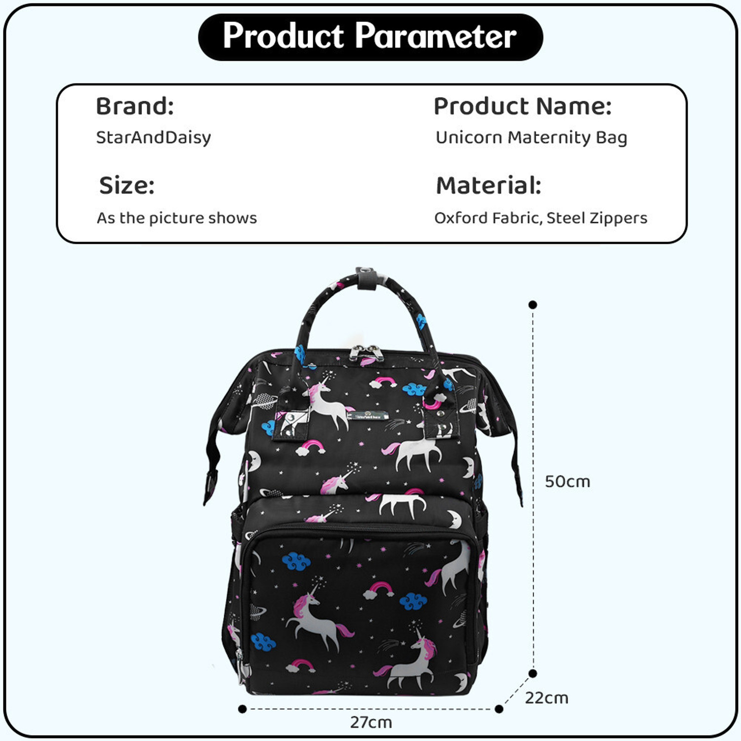 Image of StarAndDaisy Baby Diaper Bag Spacious, Waterproof Backpack with Multiple Pockets Mothers Maternity Bags for Travel Diaper Backpack