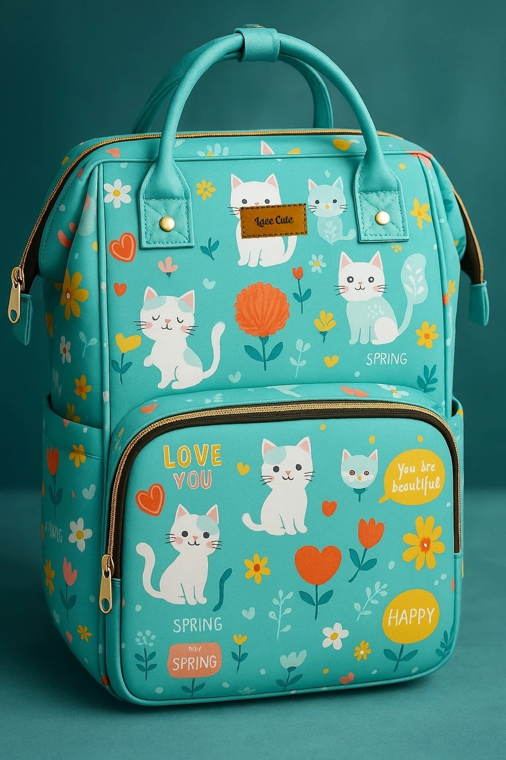 Image of Laee cute Diaper Bags for Mom Travel Basic Edition|6 Month Warranty (green ) printed diaper bag