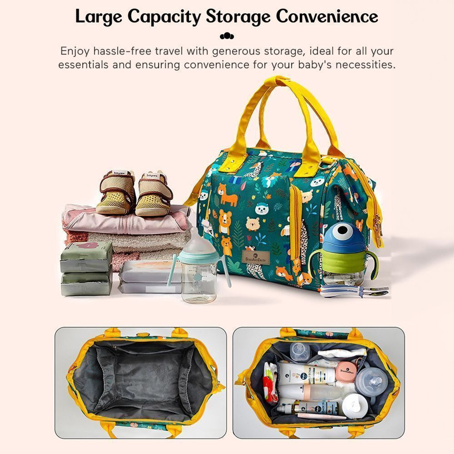 Image of StarAndDaisy Diaper Bag for Mothers, Baby Diaper Backpack with Spacious Compartment Mothers Maternity Bags for Travel Diaper Backpack