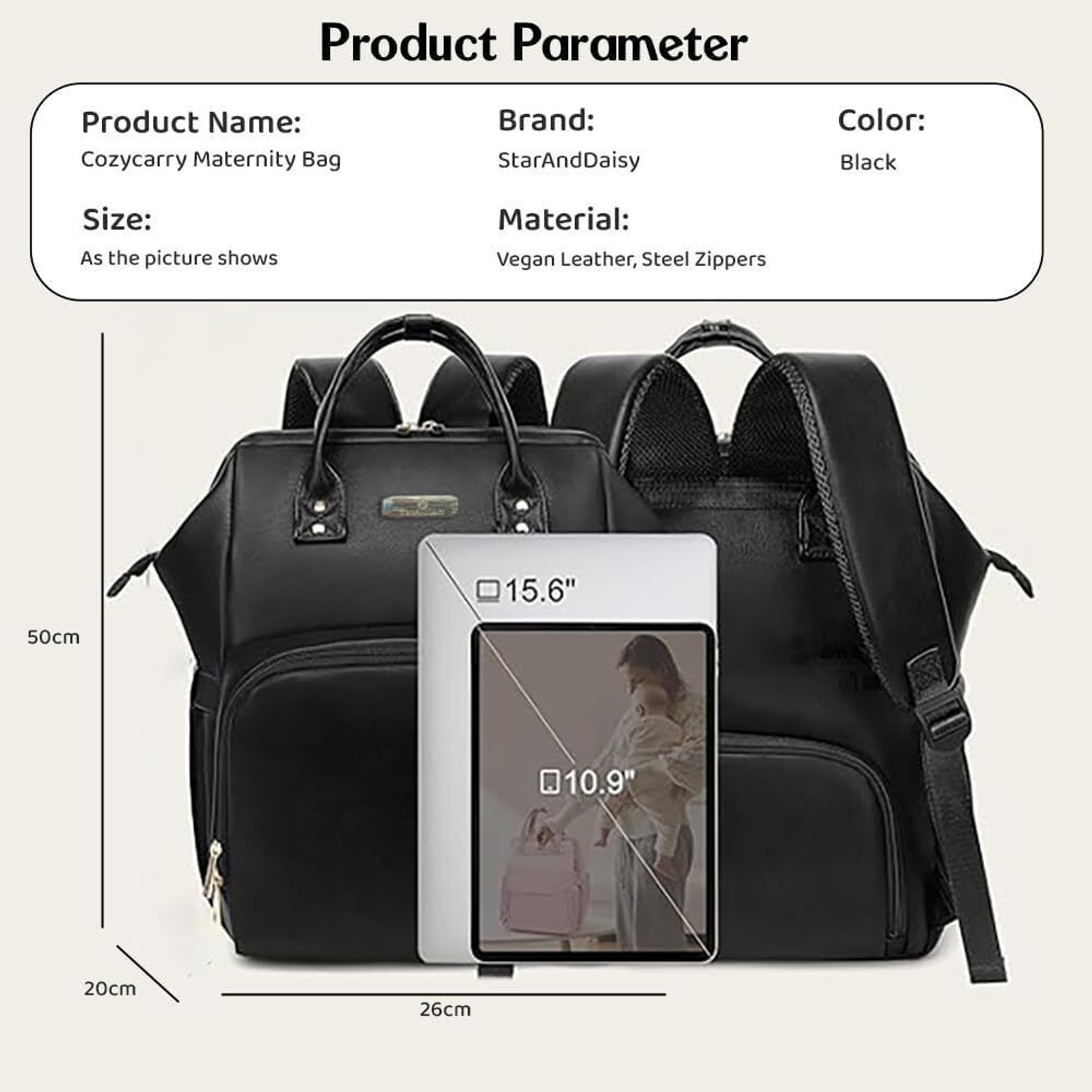 Image of StarAndDaisy Premium Baby Diaper Bag Spacious, Waterproof Backpack with Multiple Pockets Mothers Maternity Bags for Travel Diaper Backpack