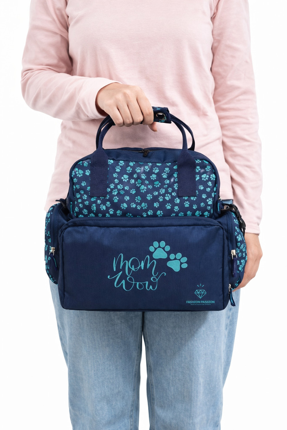 Image of HNS Baby Diaper Bag with Sholder Strap Diaper Bag (Blue) Diaper Bag