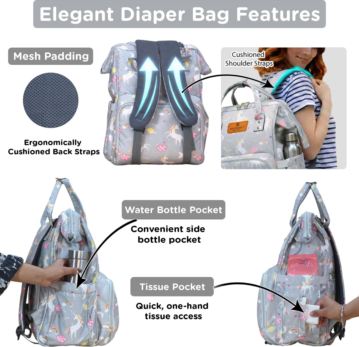 Image of MOTHERLY Elegant Diaper Bag for Mom, Spacious Baby Bag for Mothers,Maternity & Hospital Bag for Women