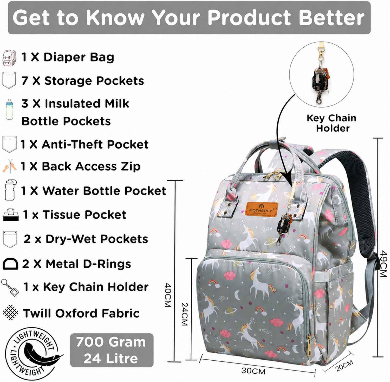 Image of MOTHERLY Elegant Diaper Bag for Mom, Spacious Baby Bag for Mothers,Maternity & Hospital Bag for Women