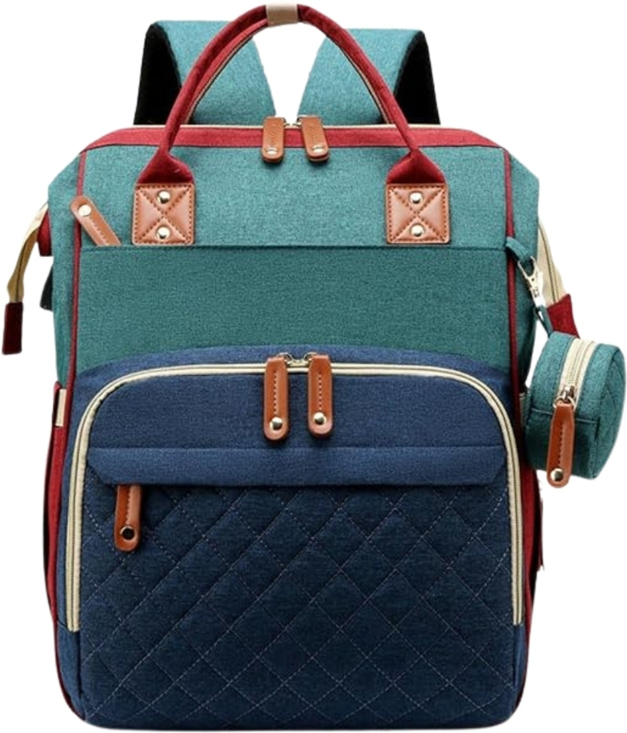 Image of Gold Leaf USB Baby Diaper Bag - Large Waterproof Travel Backpack for Moms & Dads Diaper Bag