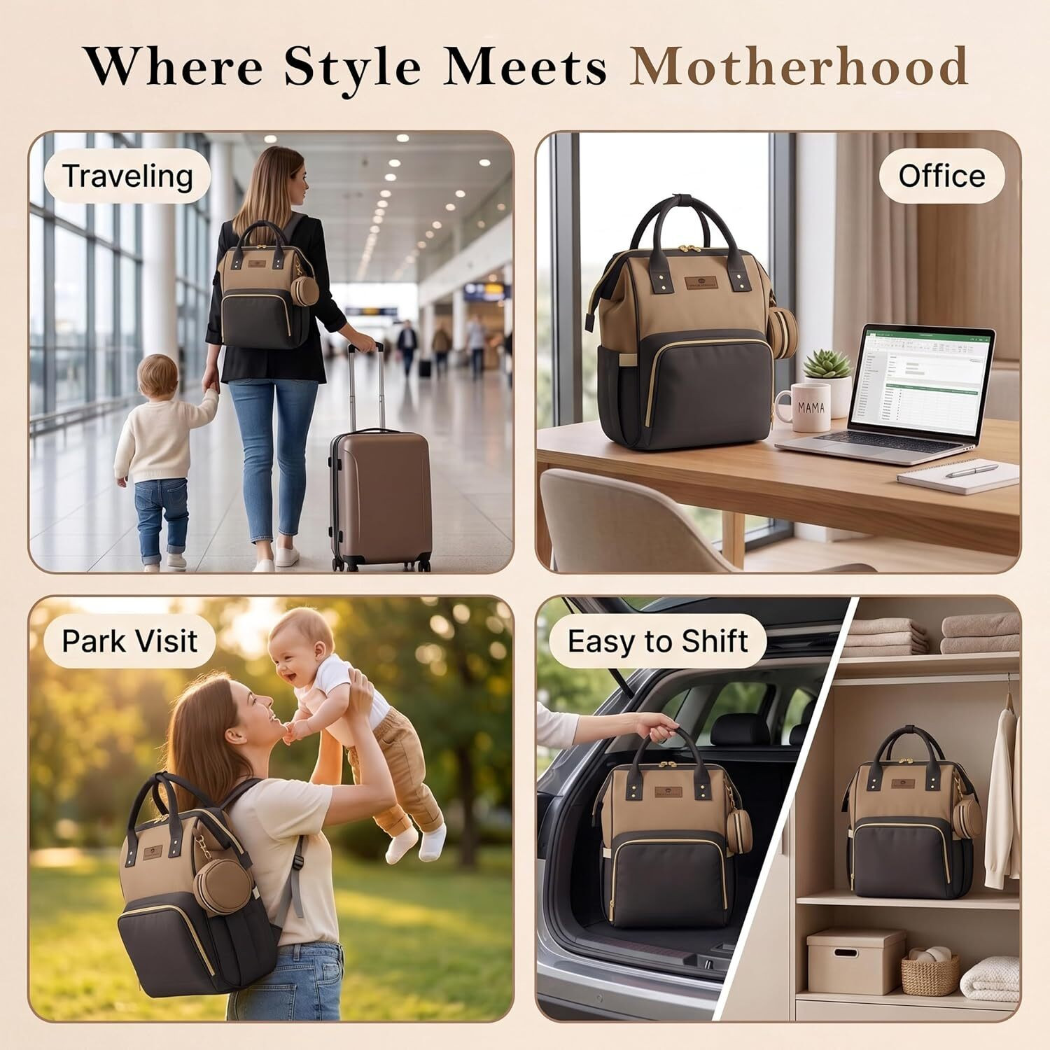 Image of StarAndDaisy Premium Baby Diaper Bag Spacious, Waterproof Backpack with Multiple Pockets Mothers Maternity Bags for Travel Diaper Backpack