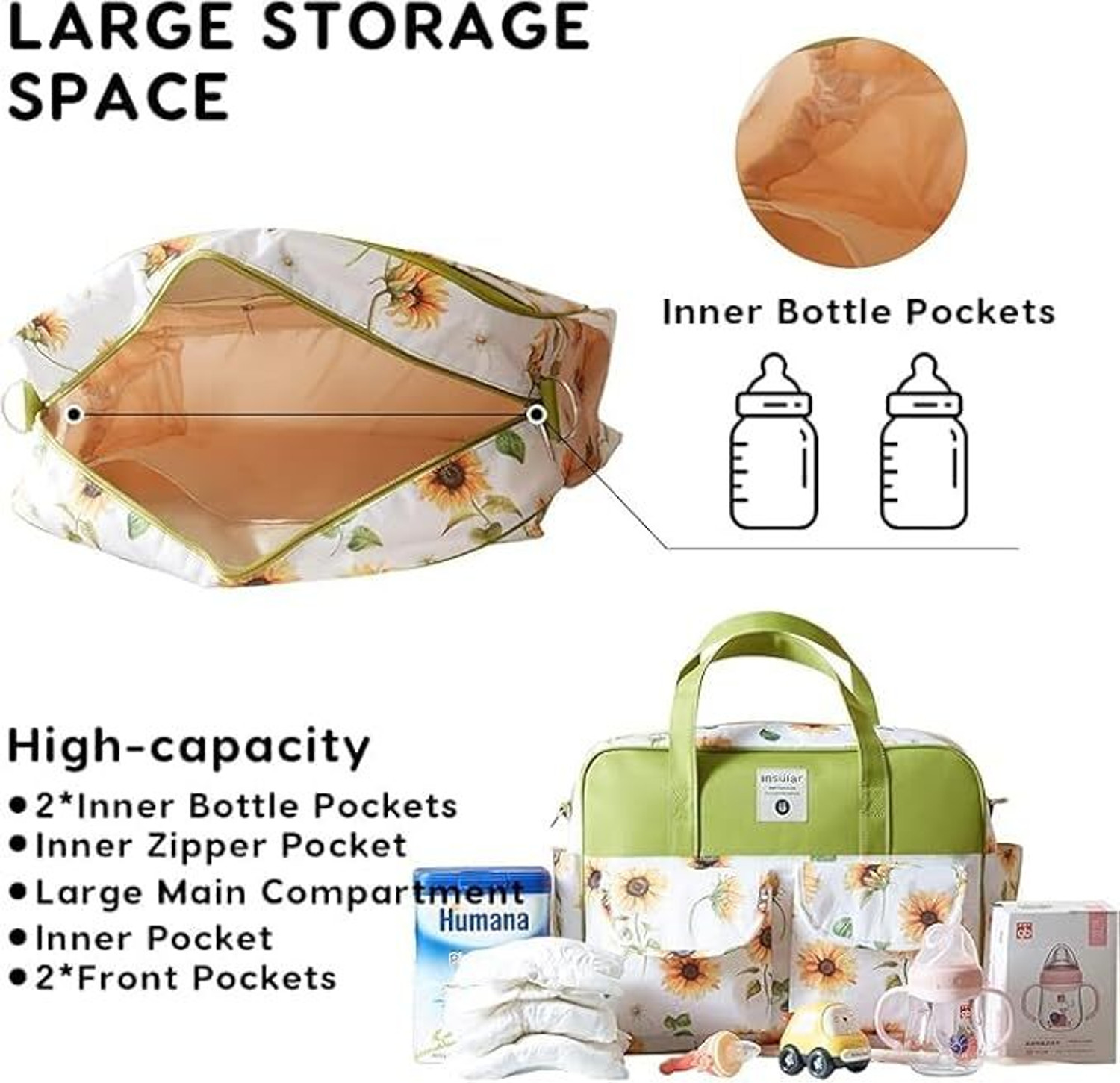Image of Smilebaby Diaper Bag Multifunctional Maternity Bag Stylish Baby Travel Bag | Mamas Bags modern parenthood