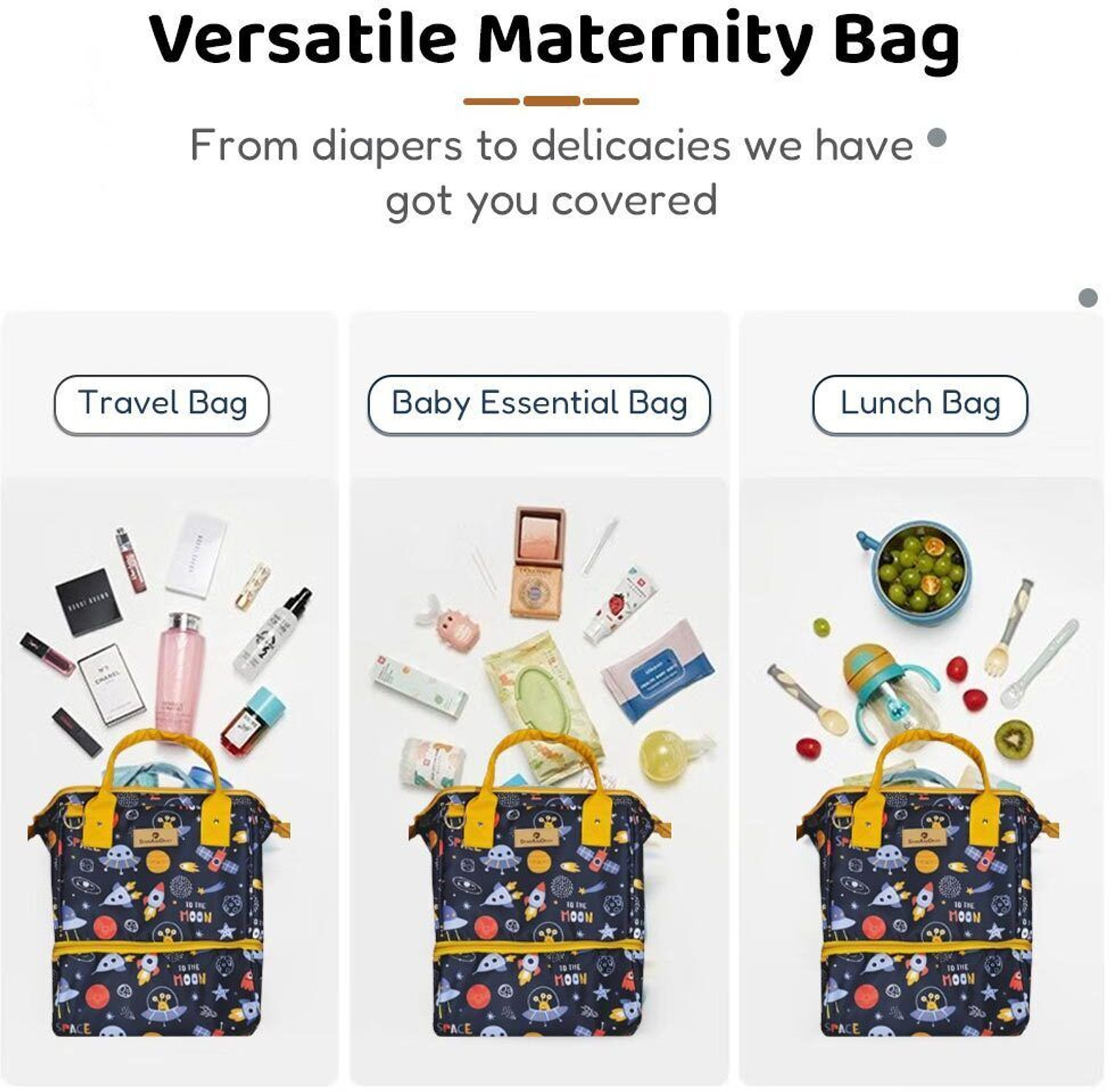Image of StarAndDaisy Diaper Bag for Mothers, Baby Diaper Backpack with Spacious Compartment Mothers Maternity Bags for Travel Diaper Backpack