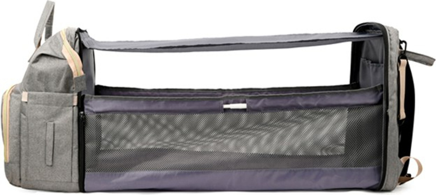 Image of Adbuchhi Multifunctional Mummy Bag Foldable Nappy Backpacks Baby Bed-40*30*20 Cm Diaper Bag (Grey)