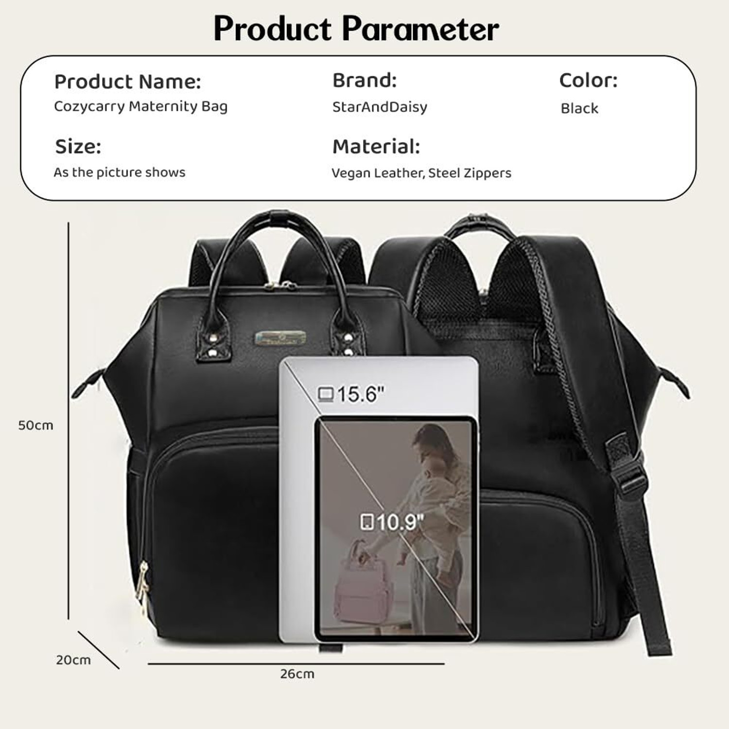 Image of StarAndDaisy Premium Baby Diaper Bag Spacious, Waterproof Backpack with Multiple Pockets Mothers Maternity Bags for Travel Diaper Backpack