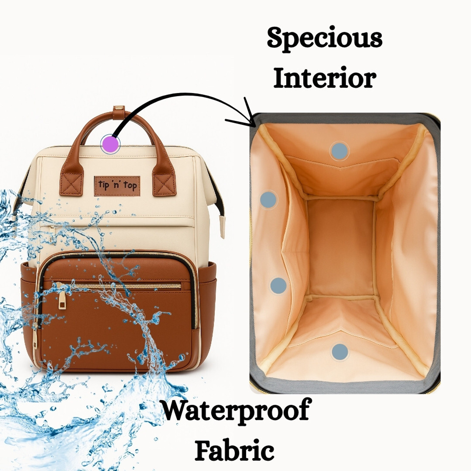 Image of Tip 'n' Top Premium Maternity Diaper Bag | Stylish, Spacious & splash proof Baby Backpack Diaper Bag