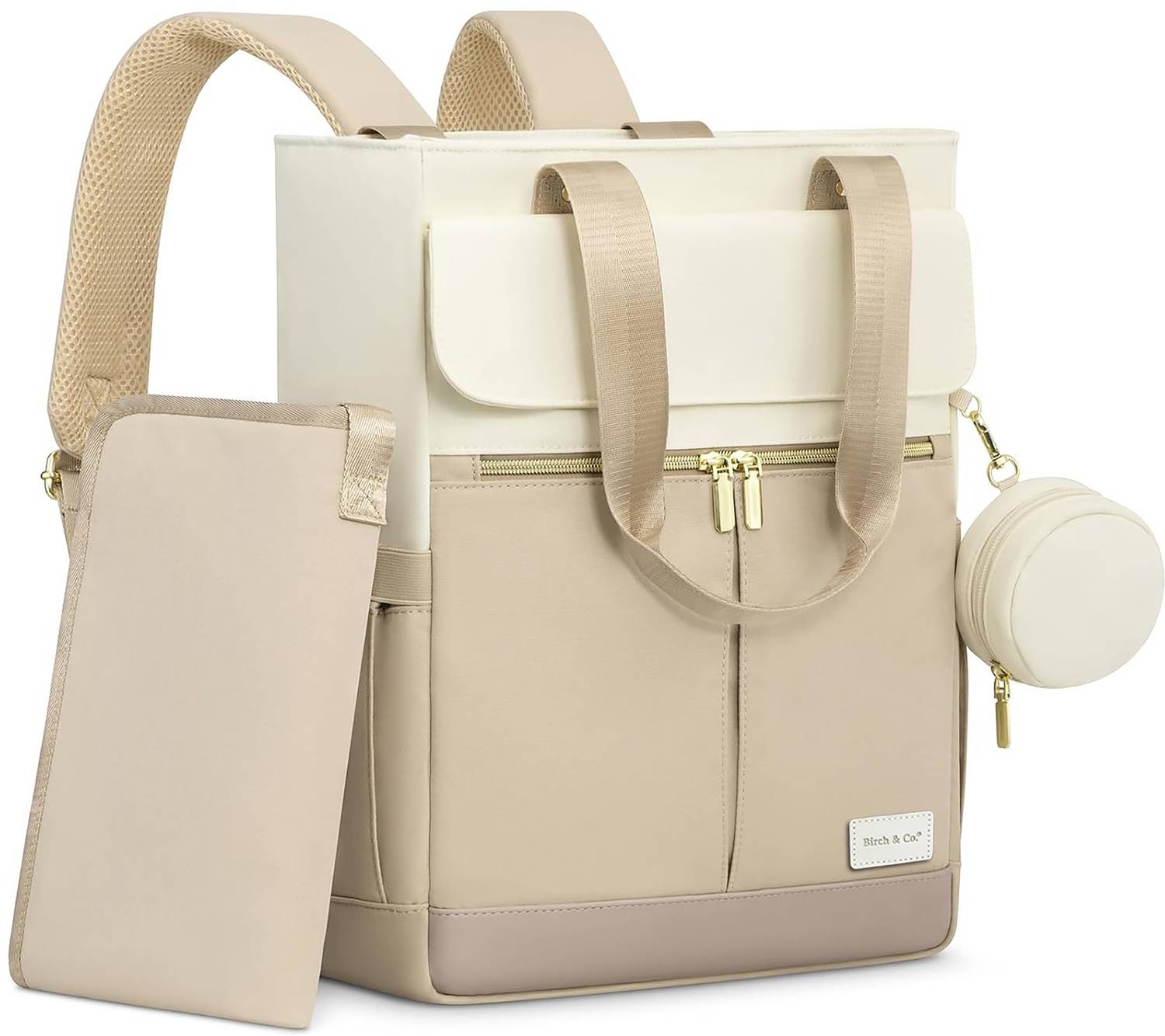 Birch & Co. Diaper Bag for Mothers for Travel, Baby Waterproof Backpack with Changing Mat Diaper Bag