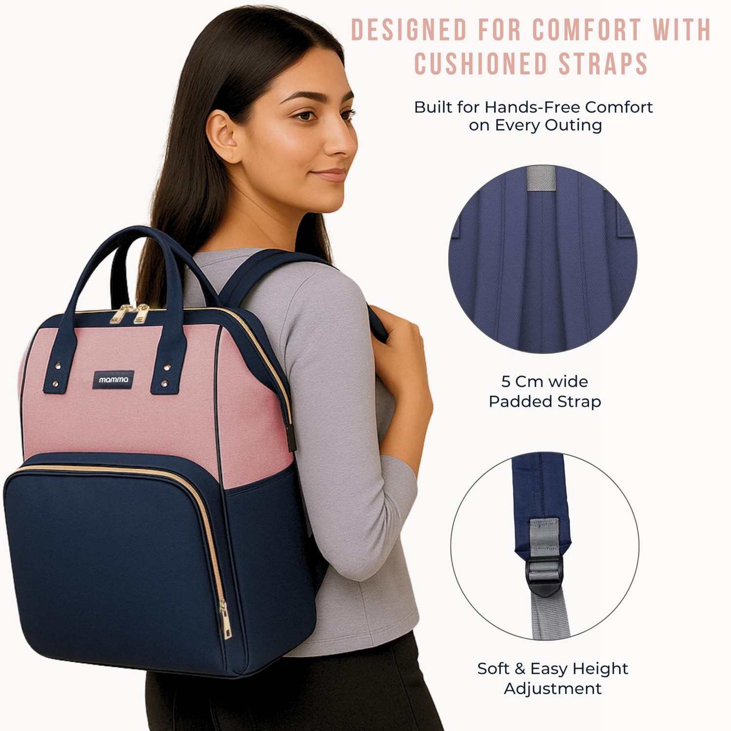 Image of MAMMA Baby Diaper Bags for Mom for Travel 12 Pockets Baby Diaper Bags with 9 Months Warranty