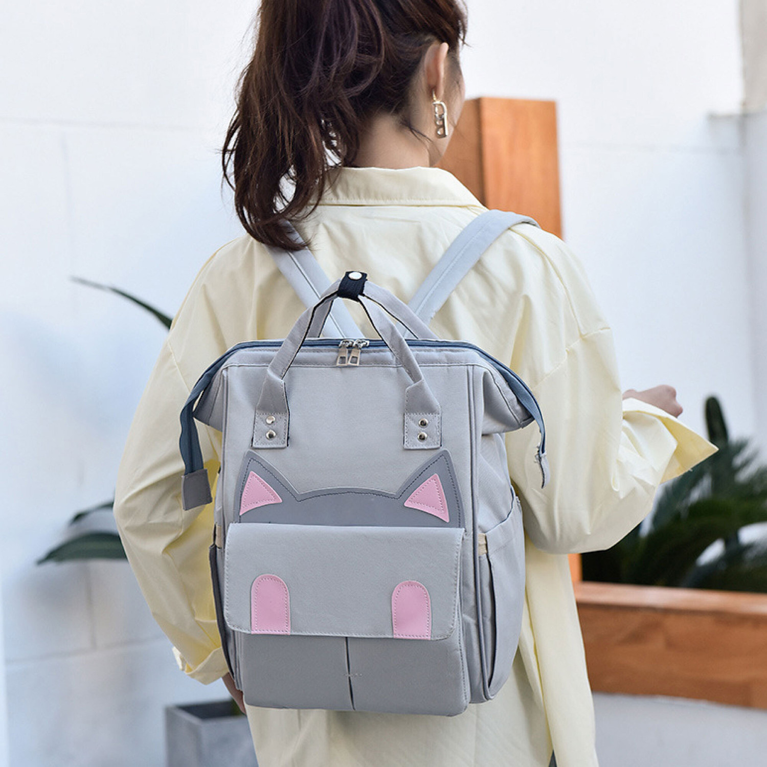 Image of BABYMOON Mother Bag Lightweight Multifunction Travel Unisex Diaper Bag Backpack - Kitty Diaper Bag