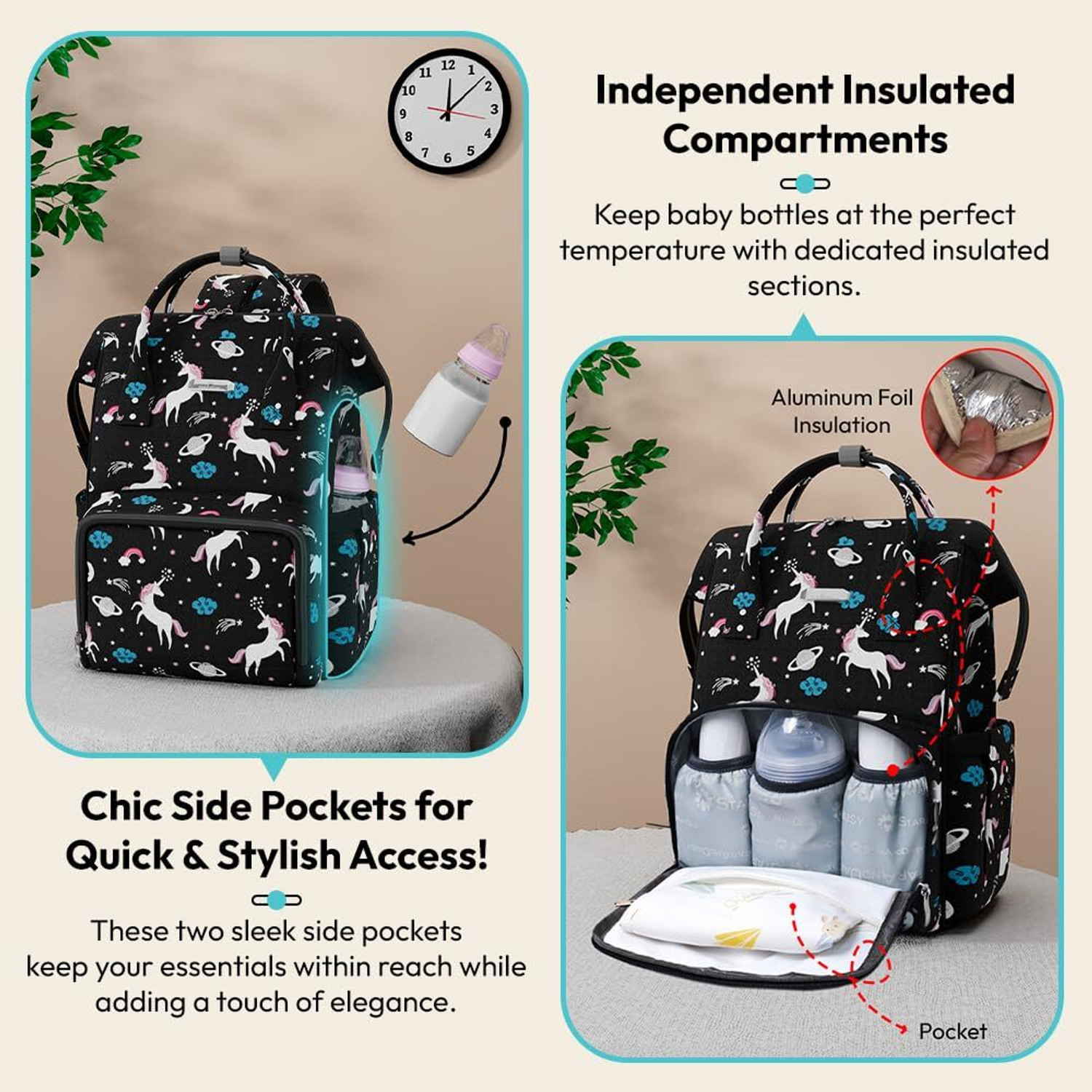Image of StarAndDaisy Baby Diaper Bag Spacious, Waterproof Backpack with Multiple Pockets Mothers Maternity Bags for Travel Diaper Backpack