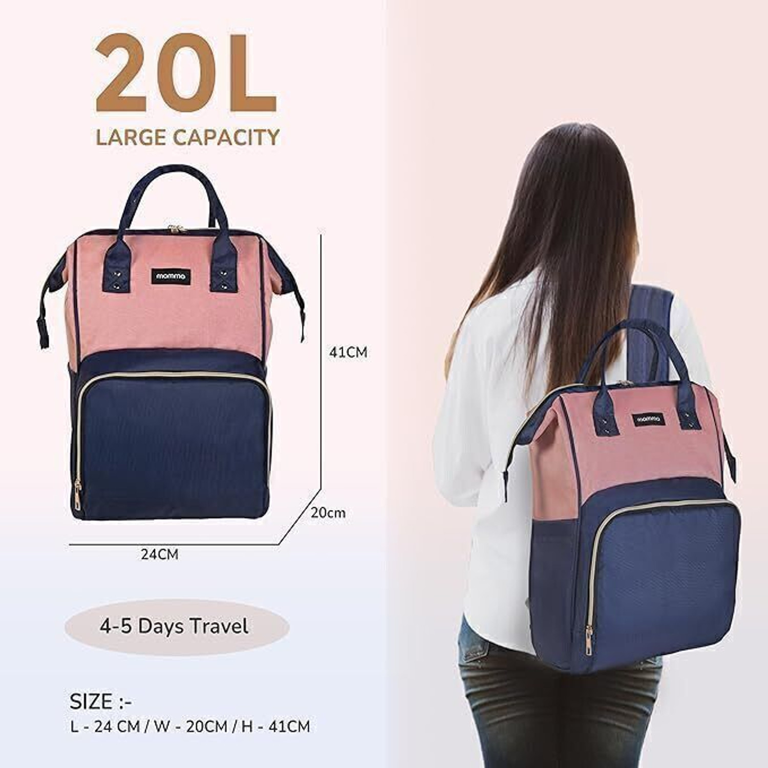 Image of MAMMA Baby Diaper Bags for Mom for Travel 12 Pockets Baby Diaper Bags with 9 Months Warranty
