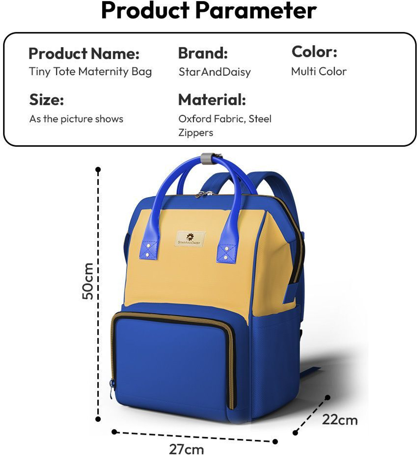 Image of StarAndDaisy Baby Diaper Bag For Mothers Spacious Waterproof Backpack With Multiple Pockets Mothers Maternity Bags for Travel Diaper Backpack