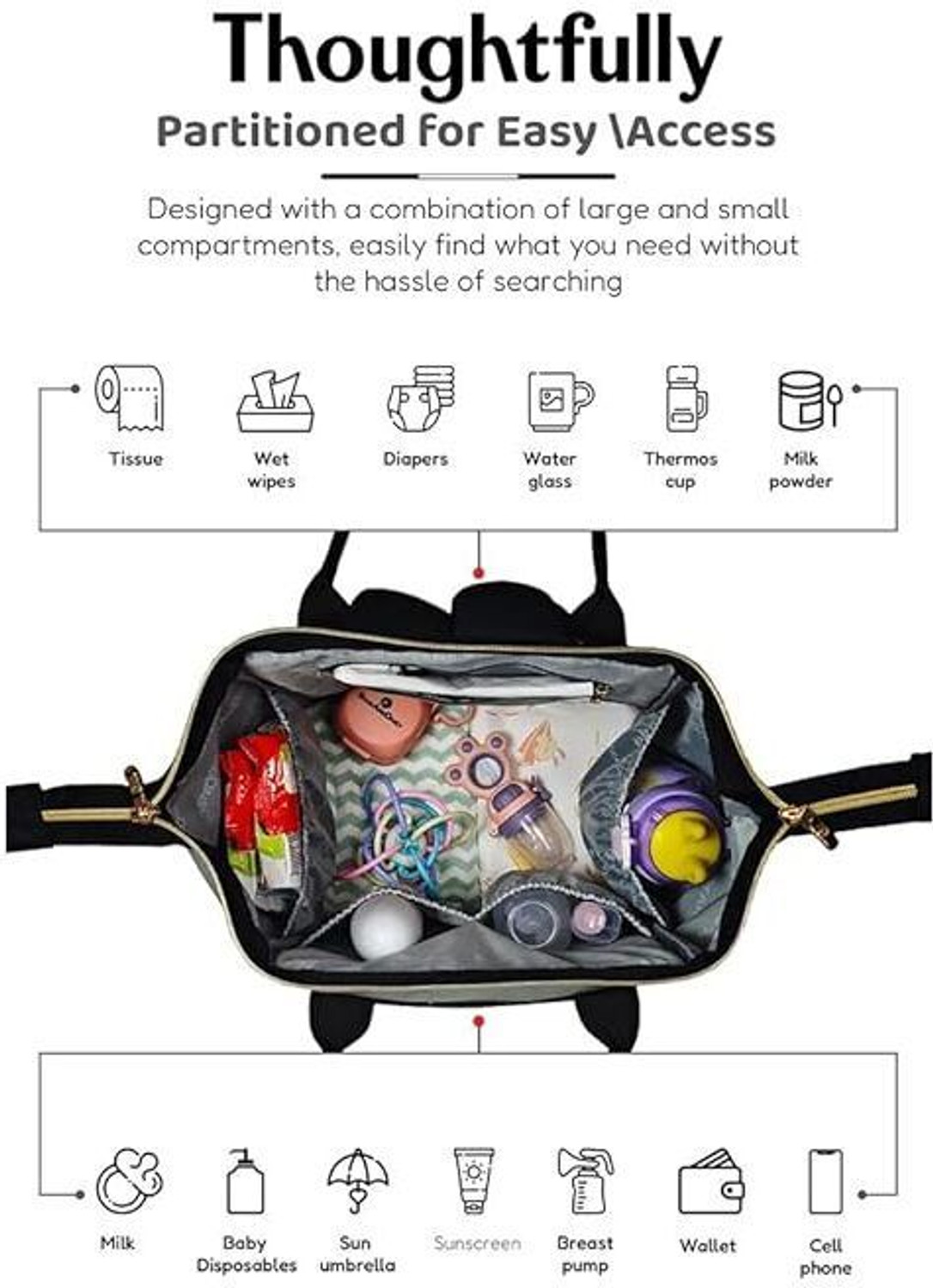 Image of StarAndDaisy Premium Baby Diaper Bag Spacious, Waterproof Backpack with Multiple Pockets Mothers Maternity Bags for Travel Diaper Backpack