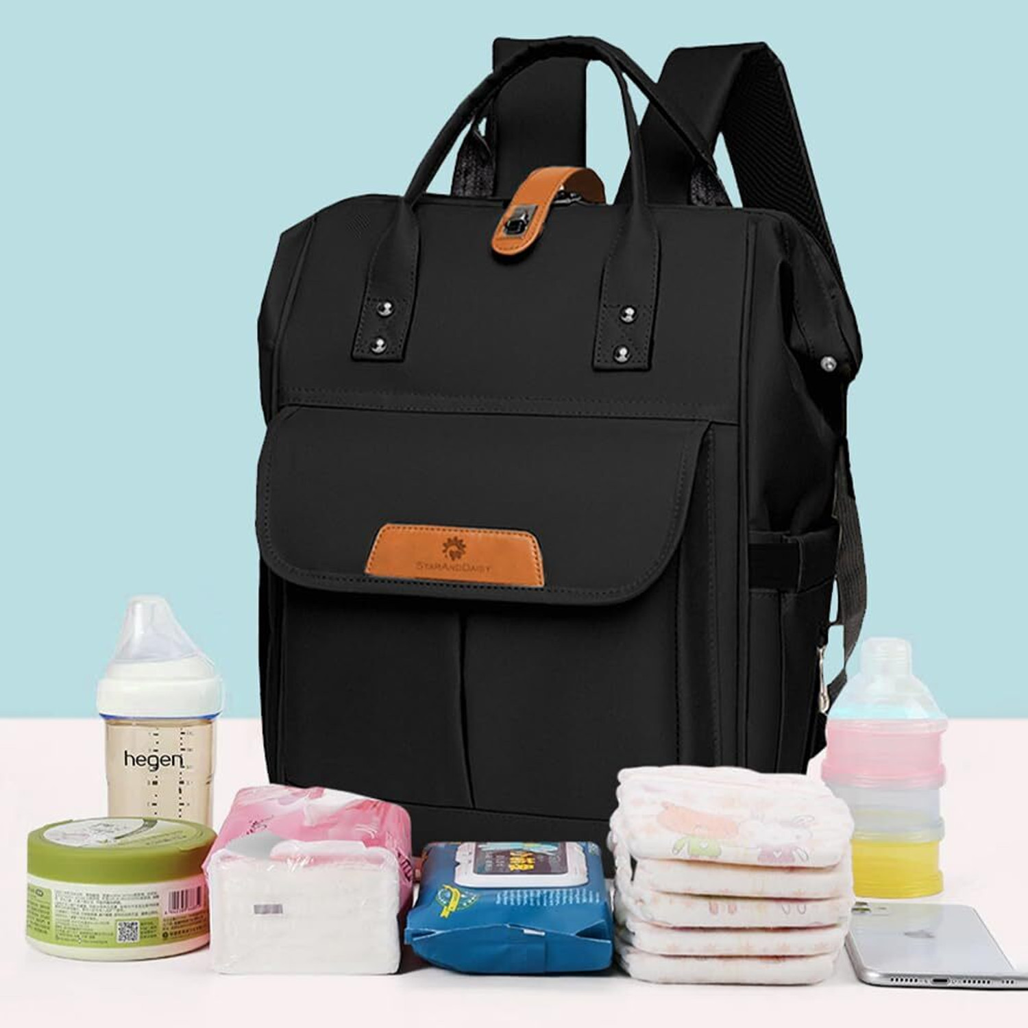 Image of StarAndDaisy Bag Backpack for Mother /Baby Changing Bag with Bottle Holder, Large Capacity, or Baby Diaper Bag-Mother Travelling & Maternity essentials- mother bag for baby