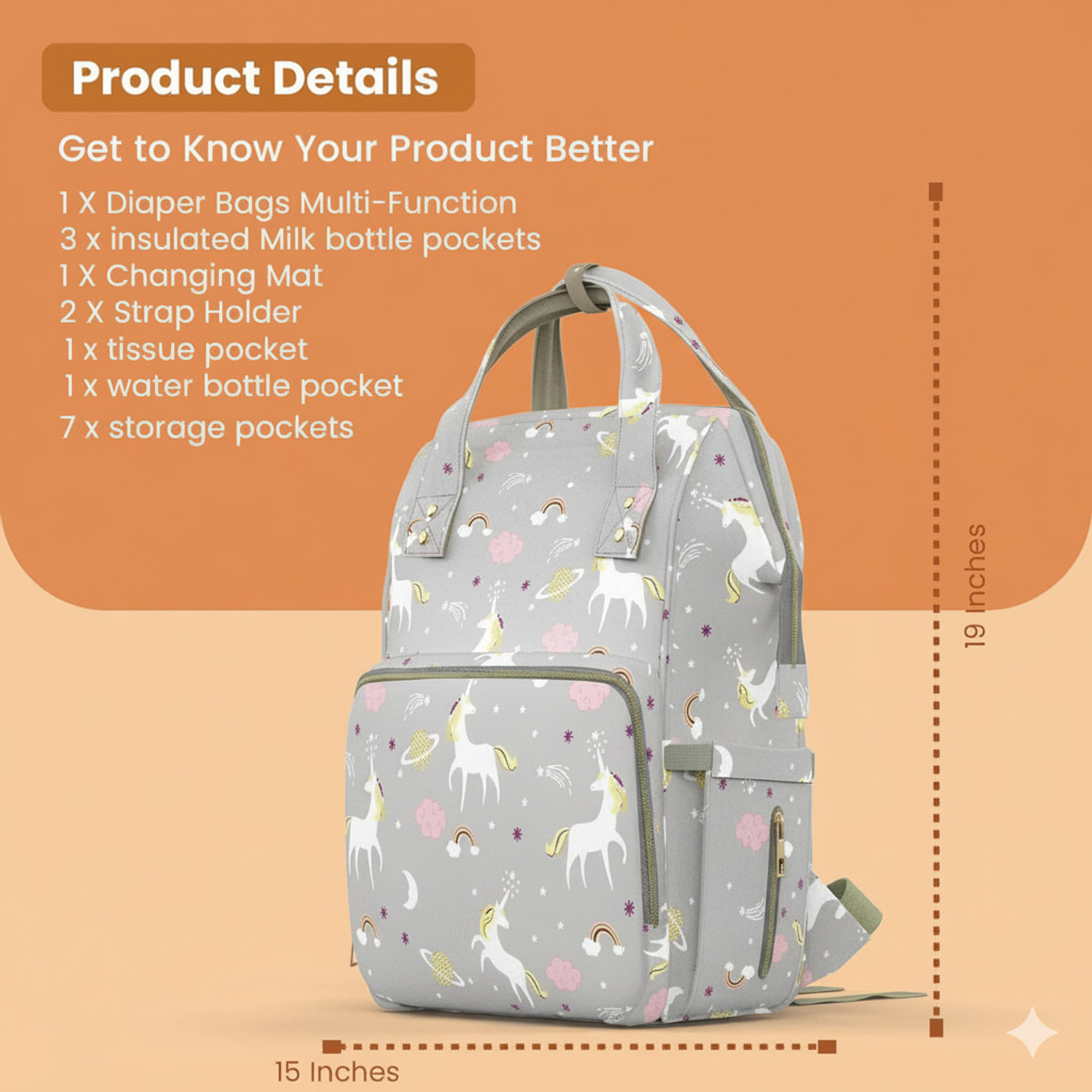 Image of Little Feet Diaper Bag for Moms for Travel Multifunctional Diaper Bag Backpack for Mothers Baby Diaper Bag