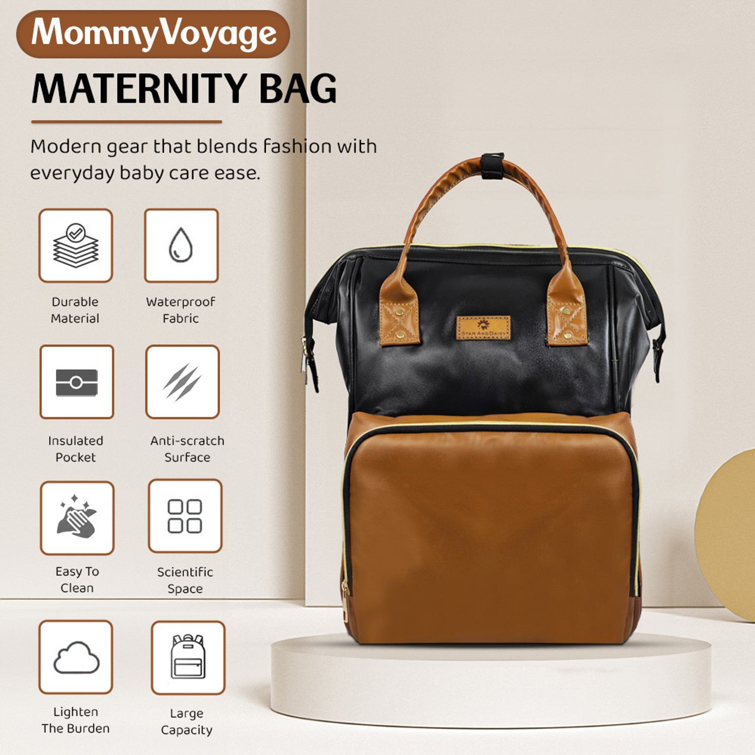 Image of StarAndDaisy Baby Diaper Bag For Mothers Spacious Waterproof Backpack With Multiple Pockets Mothers Maternity Bags for Travel Diaper Backpack