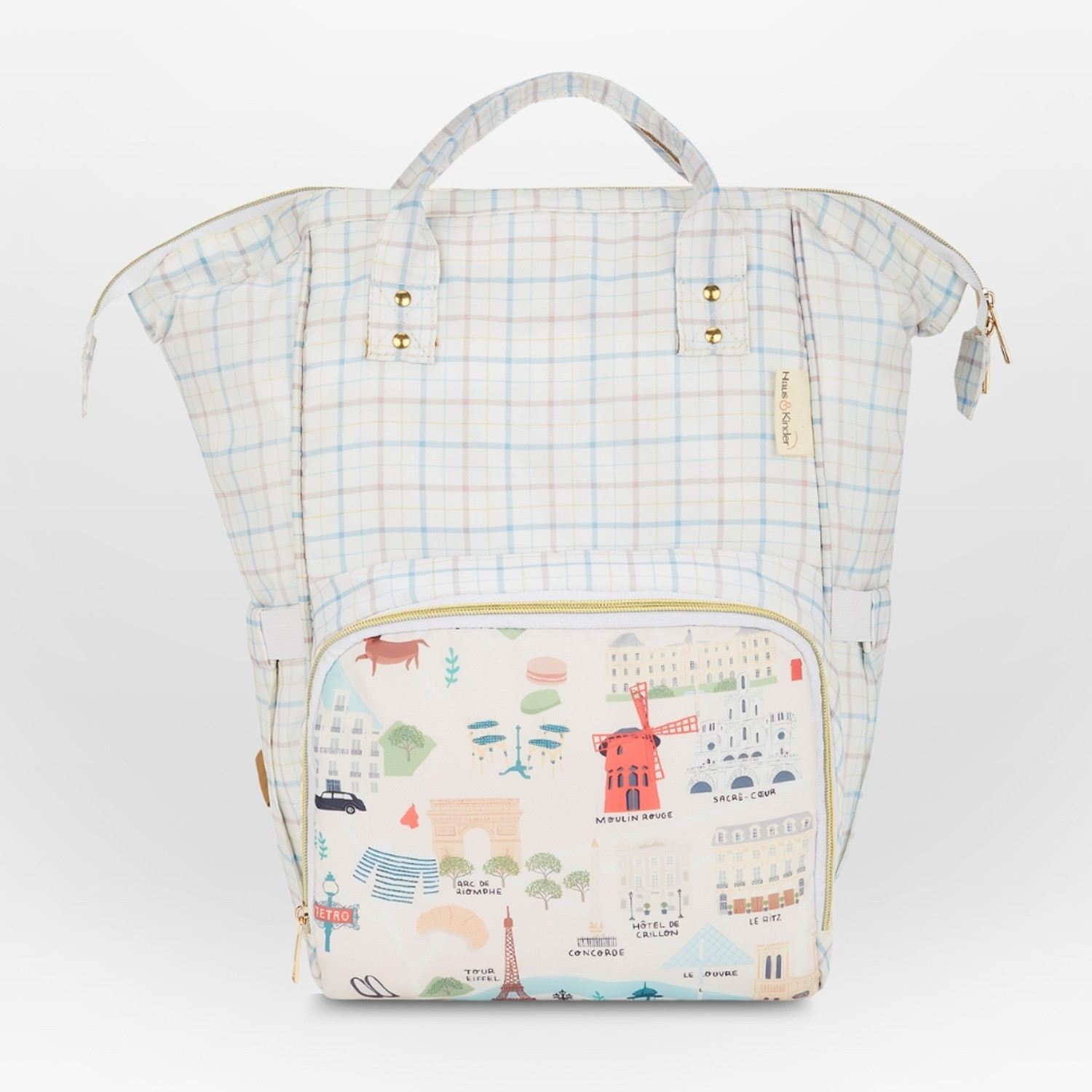 Image of haus & kinder Chic Diaper Bag Backpack for New Parents (Capacity - 20L) , Mom in Paris Diaper Bags