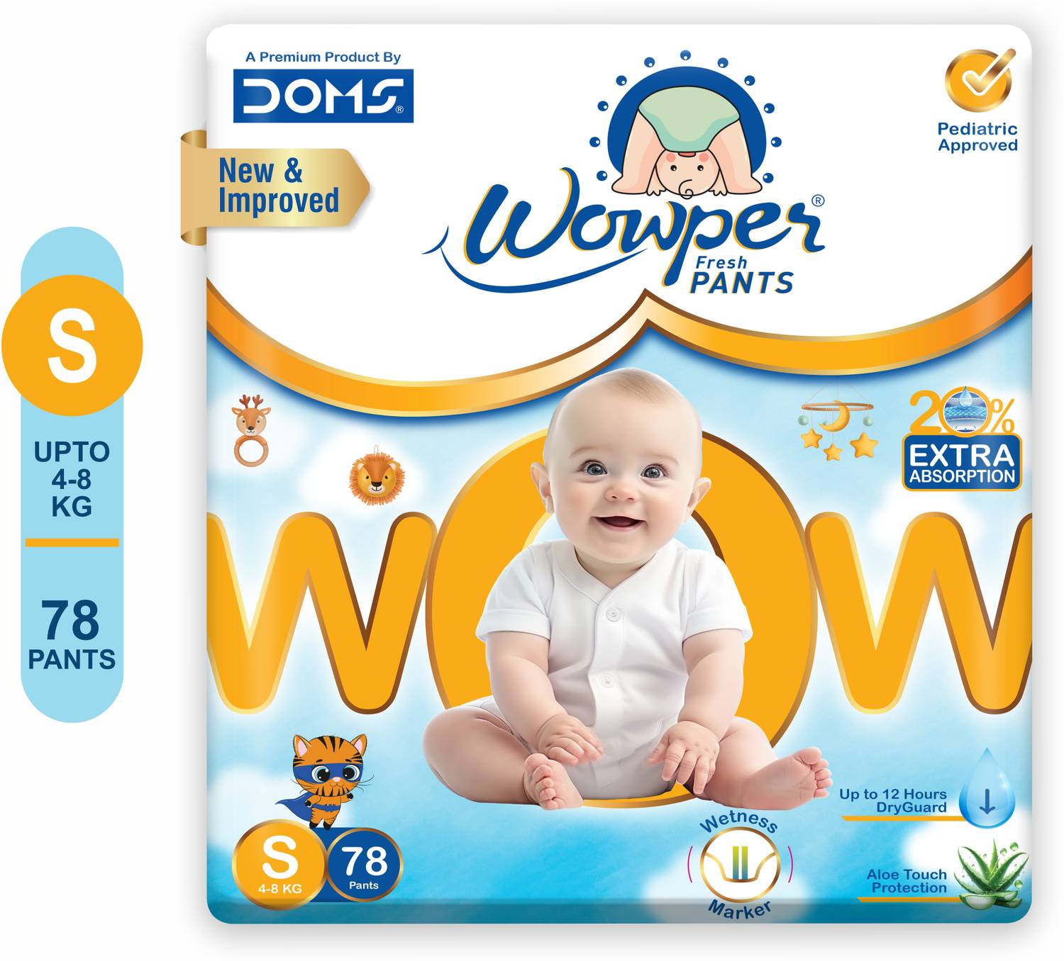 Wowper Baby Diaper Pants up to 12 hrs Absorption 4-8 Kg Sup