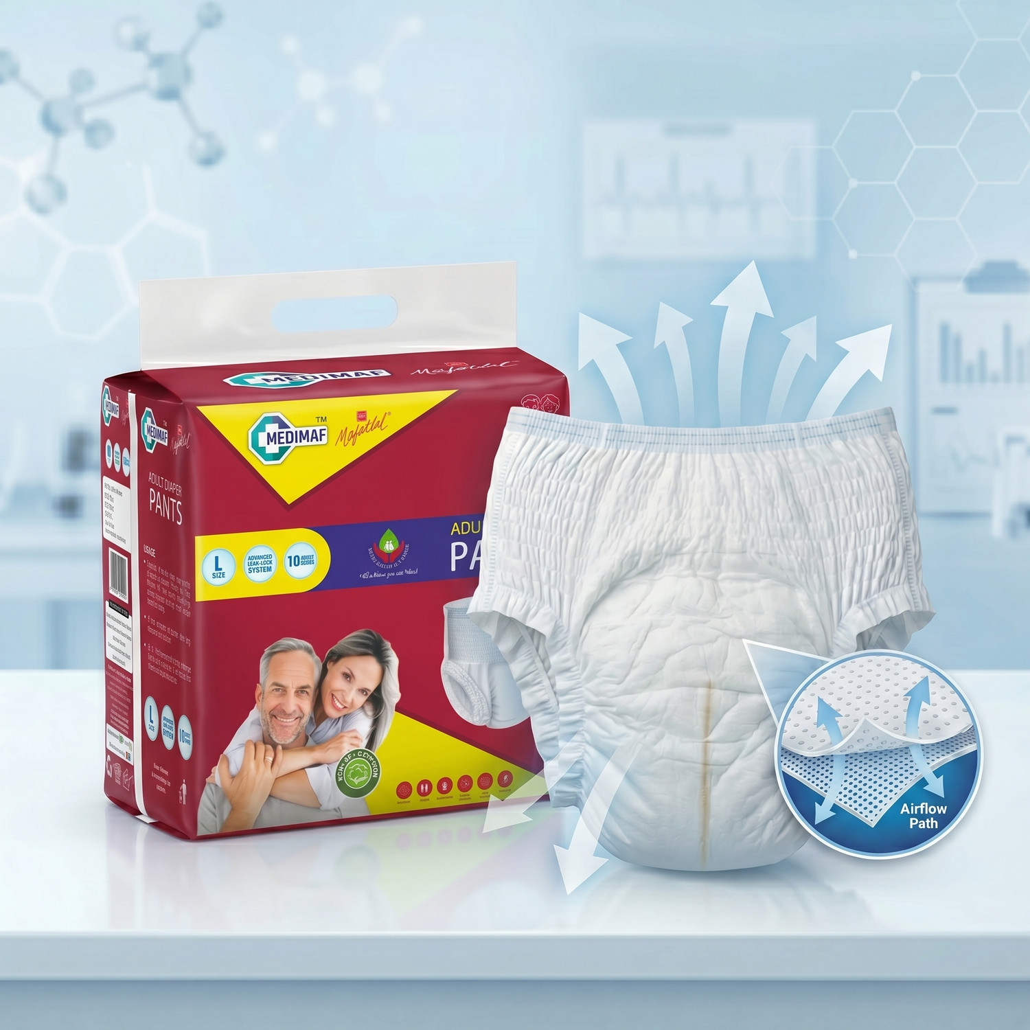 Image of MEDIMAF by MAFATLAL Adult Diapers Pants - 20 Count (Large) Adult Diapers - L