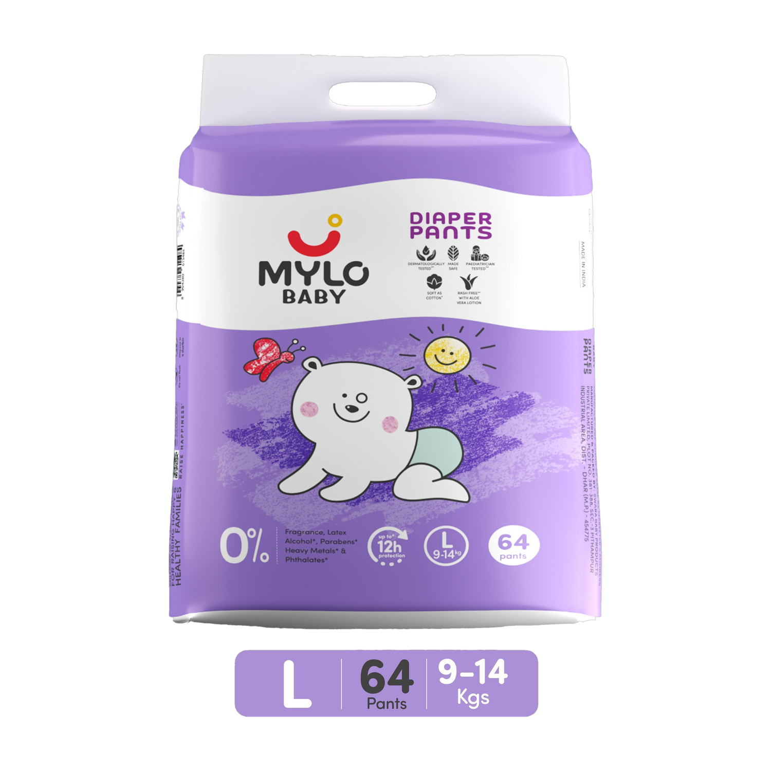 Image of MYLO Baby Diaper Pants|Super Absorbent with Aloe Vera|Leak Proof|Anti Rash|Jumbo Pack - L