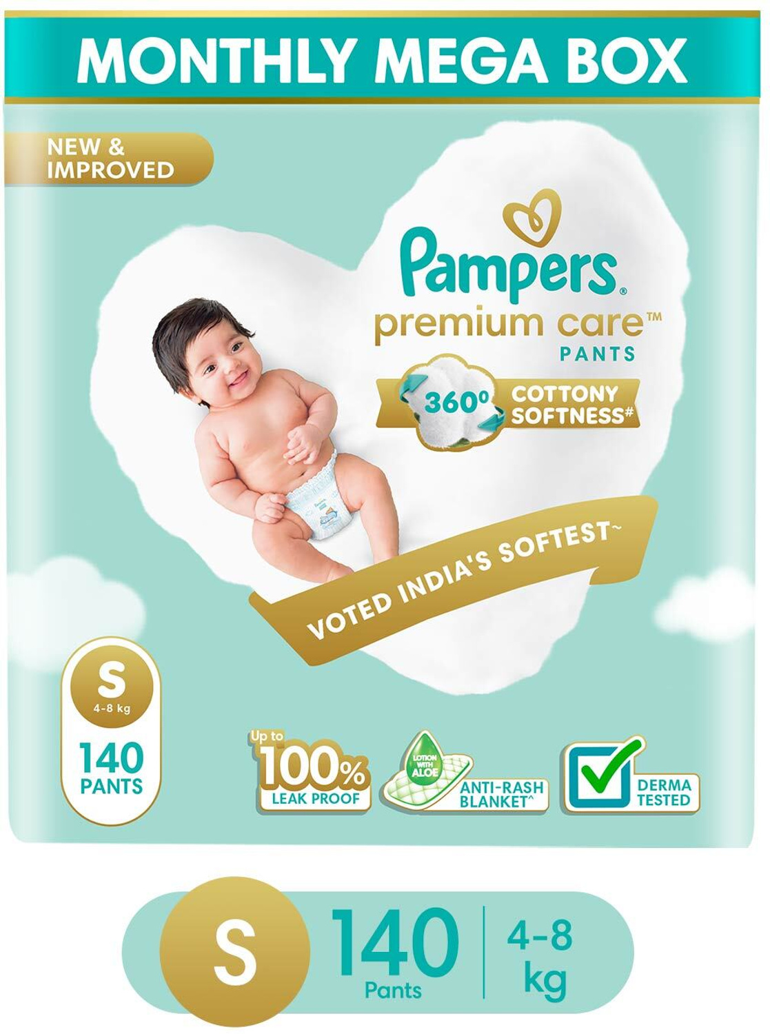 Pampers Premium Care Diaper Pants with 360 Cottony Softness - S (Small)