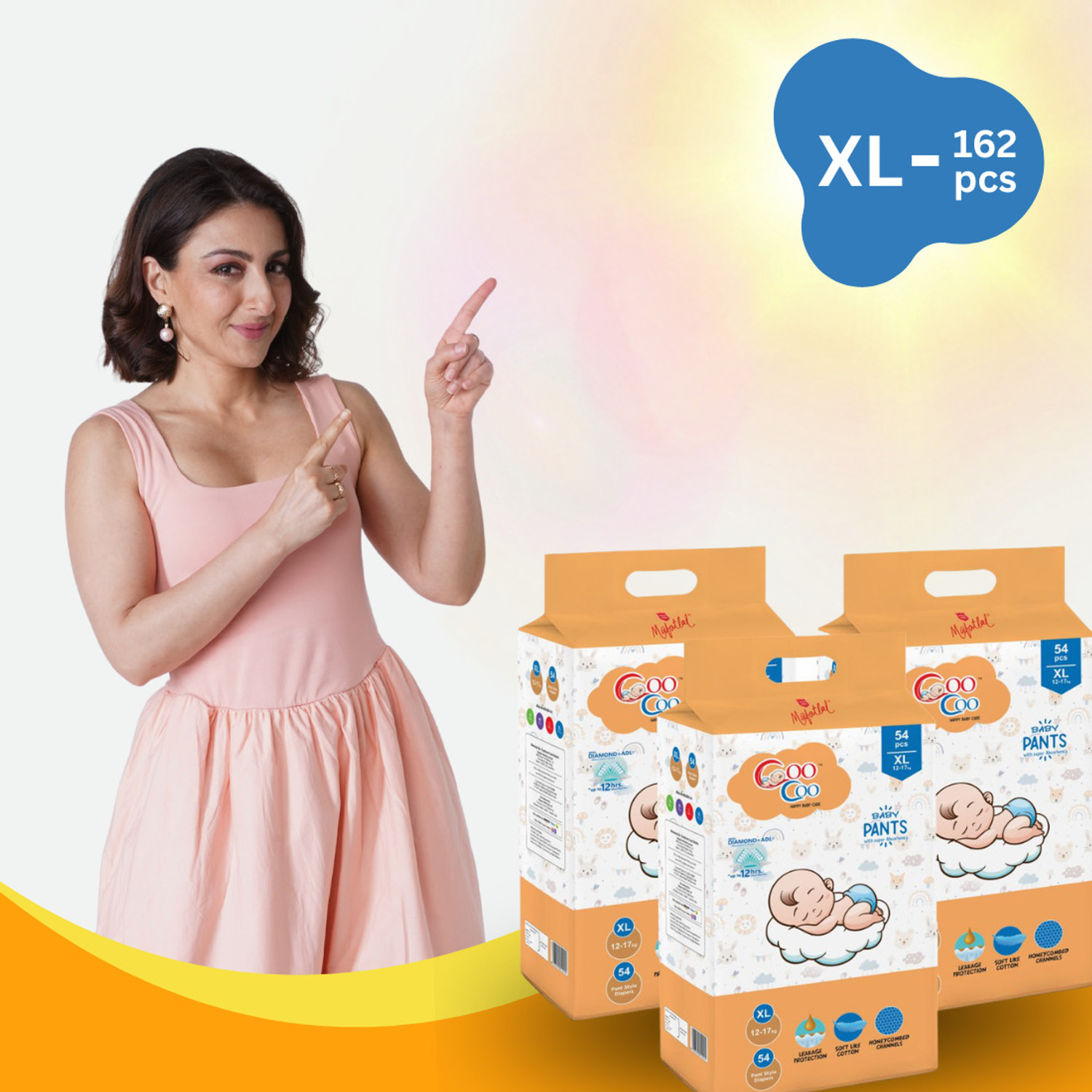 Image of Coo Coo Extra Dry Baby Pullup Diaper Pant Size X-Large-XL (162) Count upto 12-17 kg Pant Diapers - XL