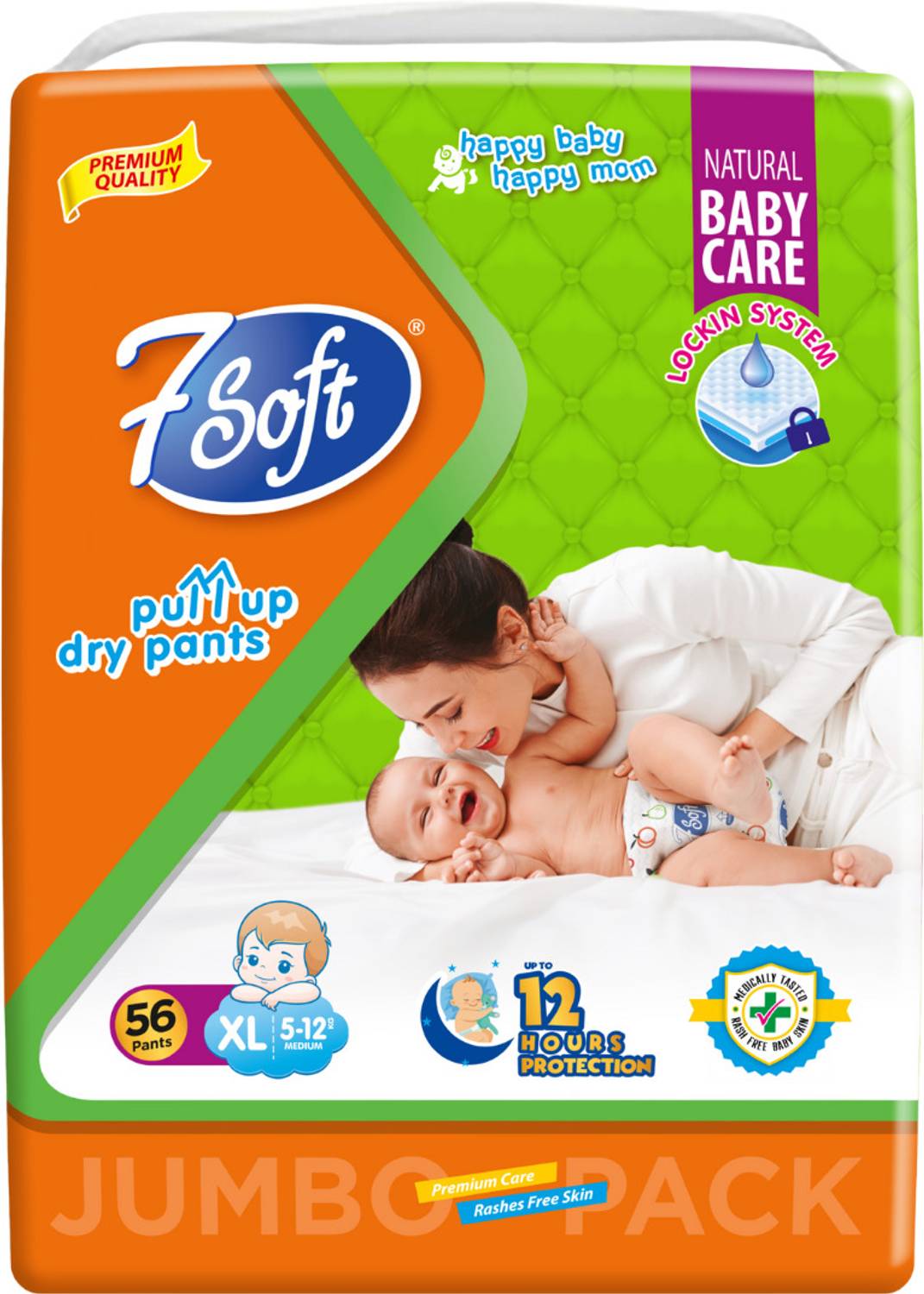 7 Soft Baby Diapers Pull-Up Pants Leak-Proof Protection for Babies. Pant Diapers - XL