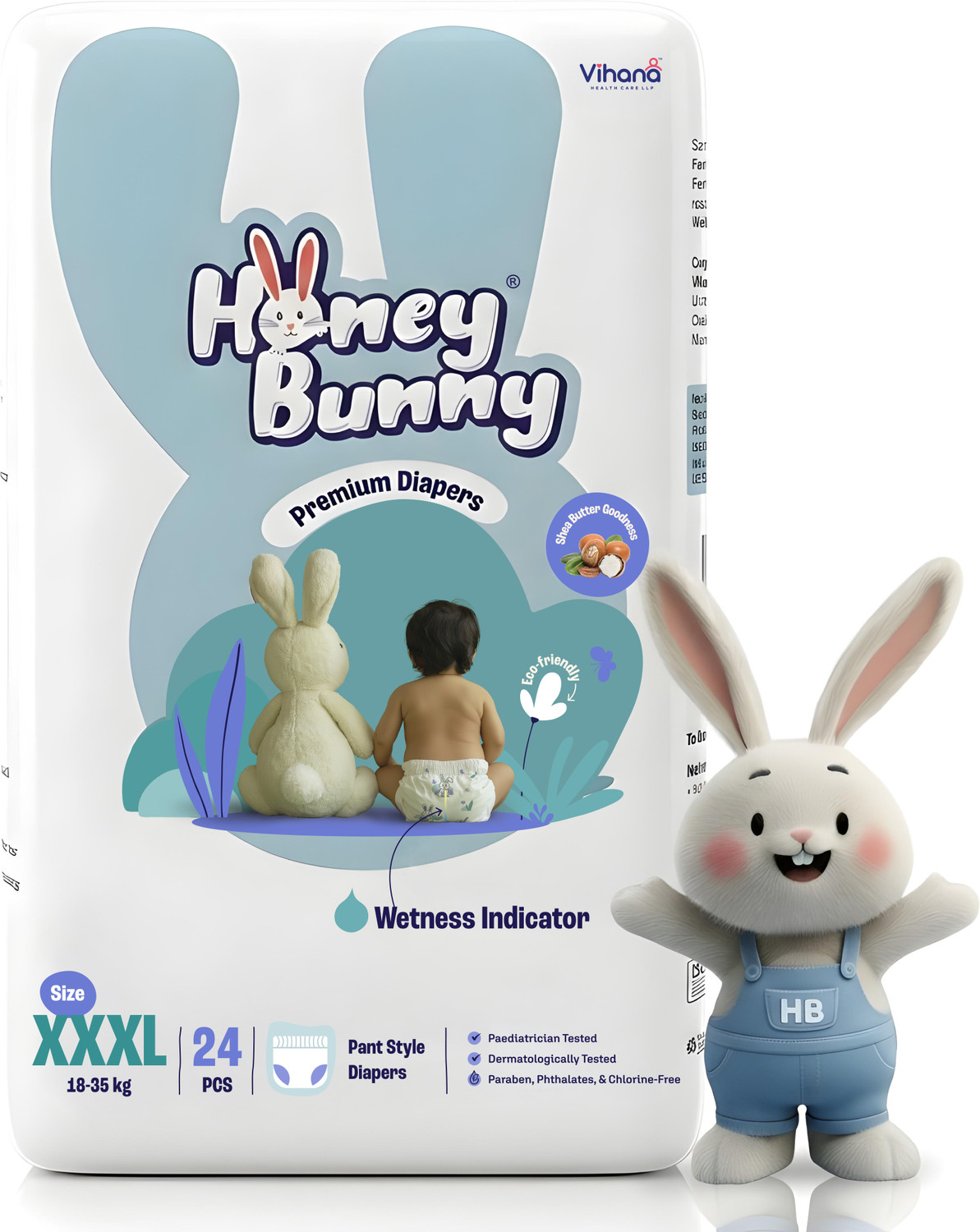 Image of HONEY BUNNY Premium Baby Diaper Pants | 360 Soft Comfort, Ultra-Thin Fit & Shea Butter Care Pant Diapers - XXXL