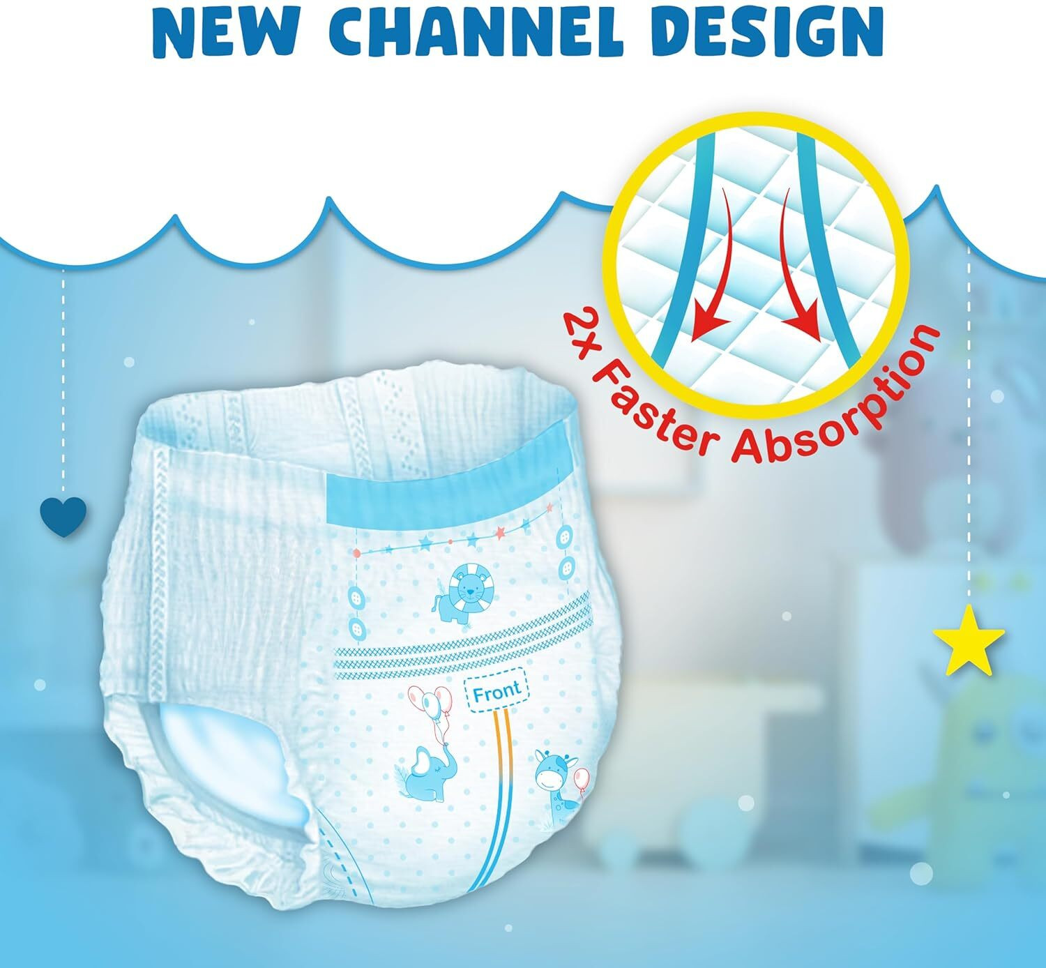 Image of niine Cottony Soft Baby Diaper Pants with Change Indicator for Overnight Protection Pant Diapers - S