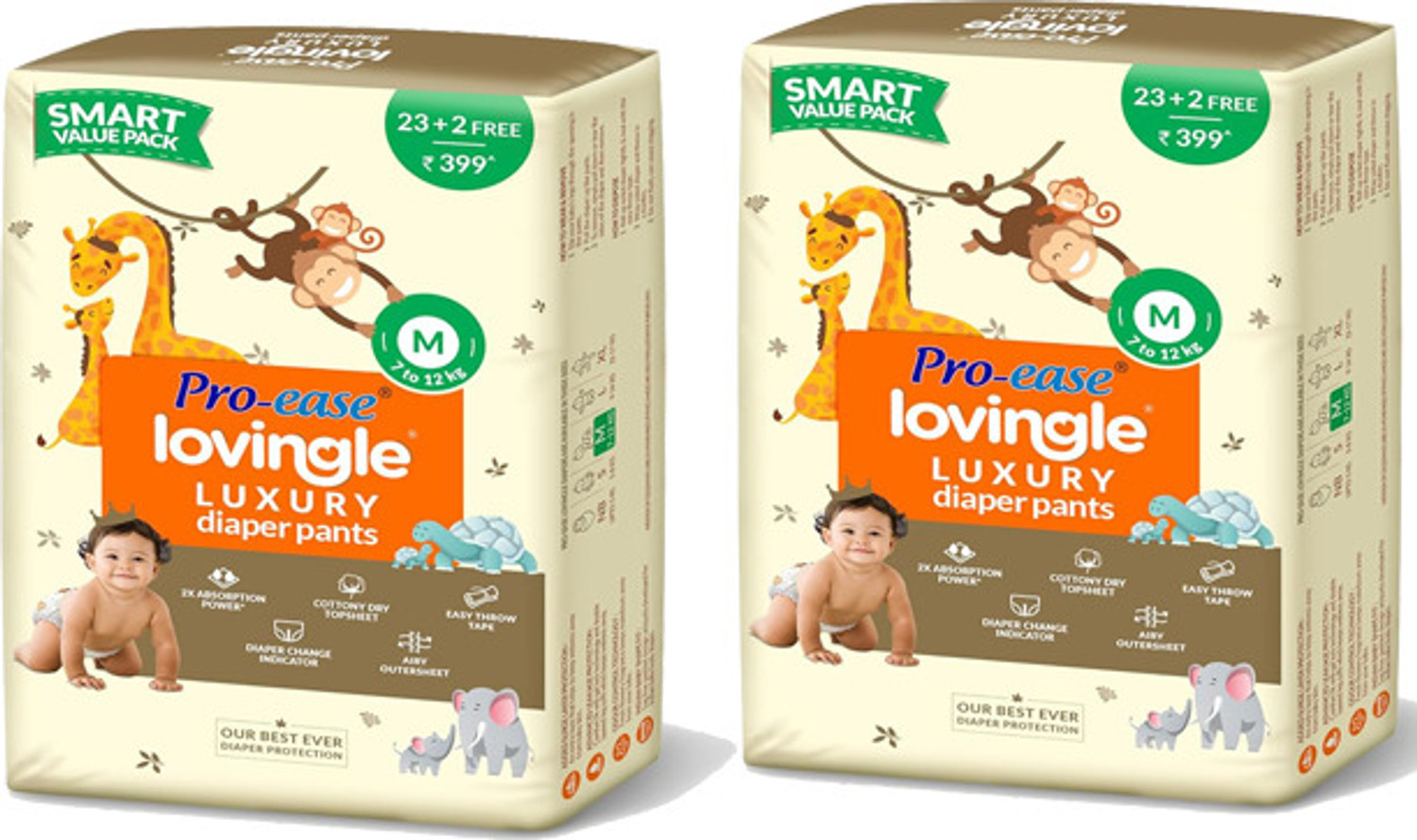 Image of Pro-ease Lovingle Premium Luxury Diaper Pants - M (25+25)=50 Pieces Pant Diapers - M
