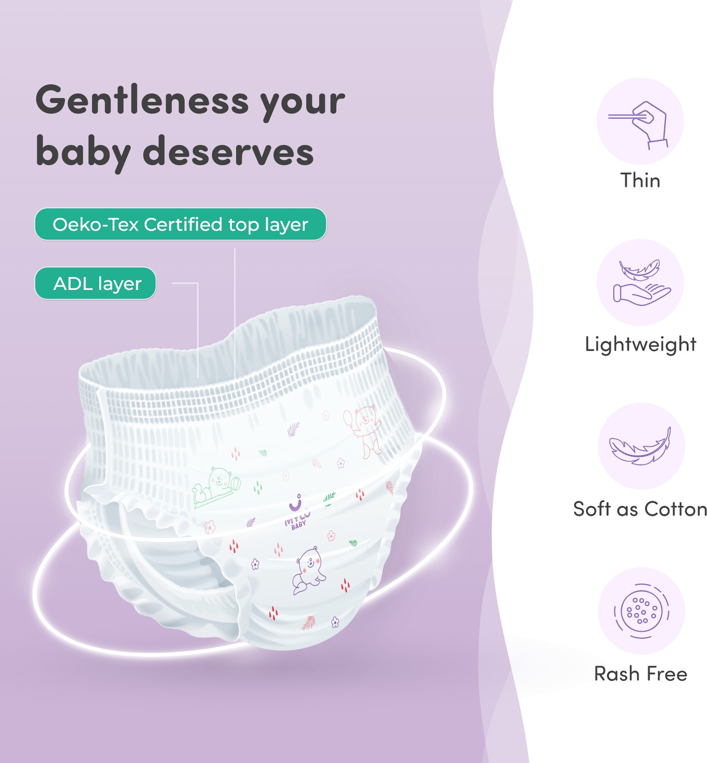 Image of MYLO Baby Diaper Pants|Super Absorbent with Aloe Vera|Leak Proof|Anti Rash|Jumbo Pack - L