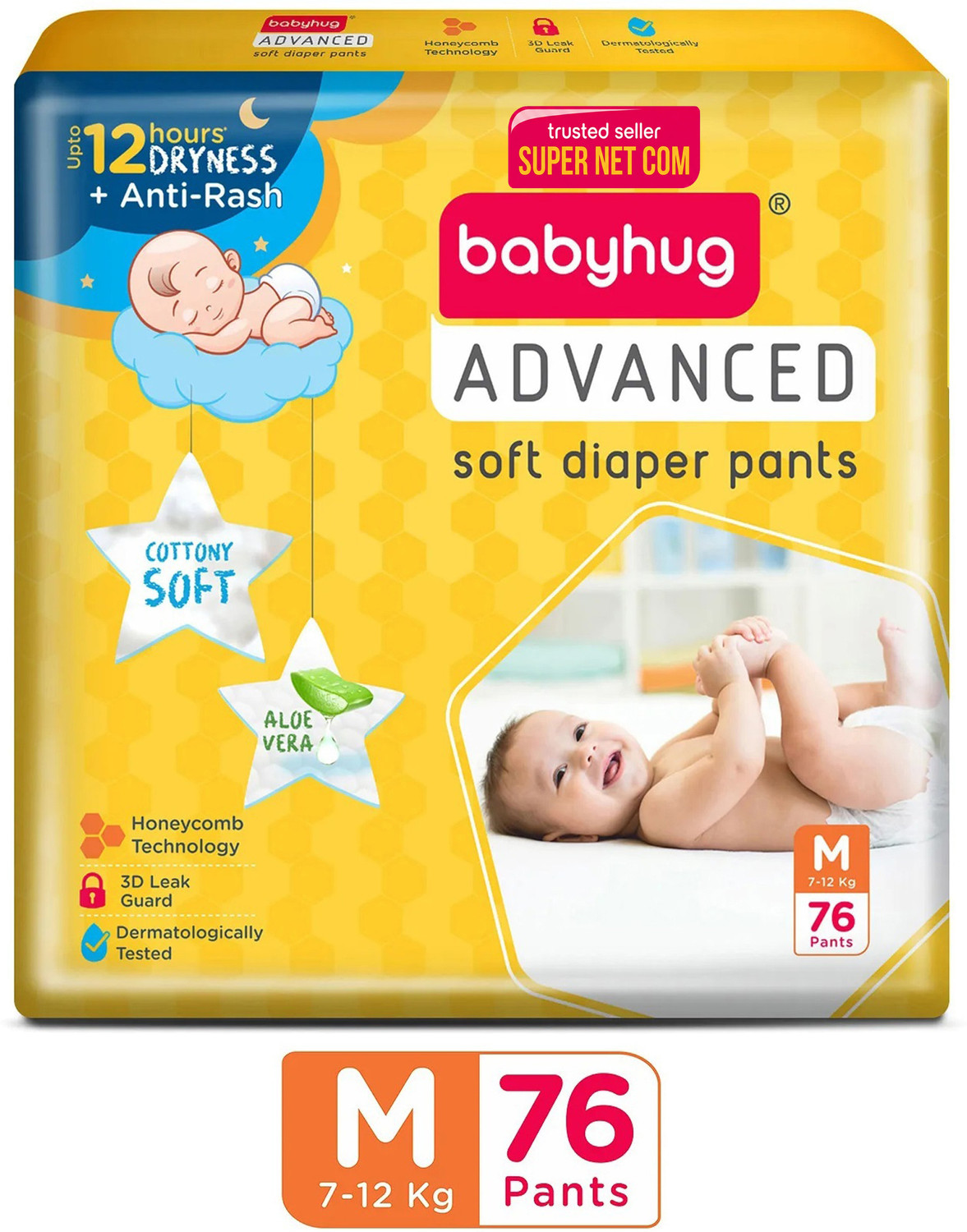 Image of babyhug Advanced Pant Style Diaper, 3D Leak Guard, Alcohol Free, Anti-Rash & Gentle. Pant Diapers - M