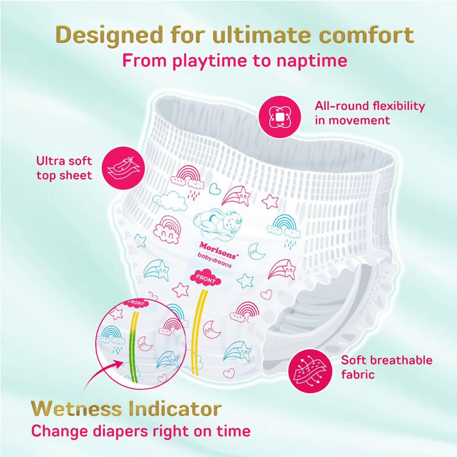 Morisons Baby Dreams Cottony Soft Pant Diapers - XL 54 Pieces - Image 4
