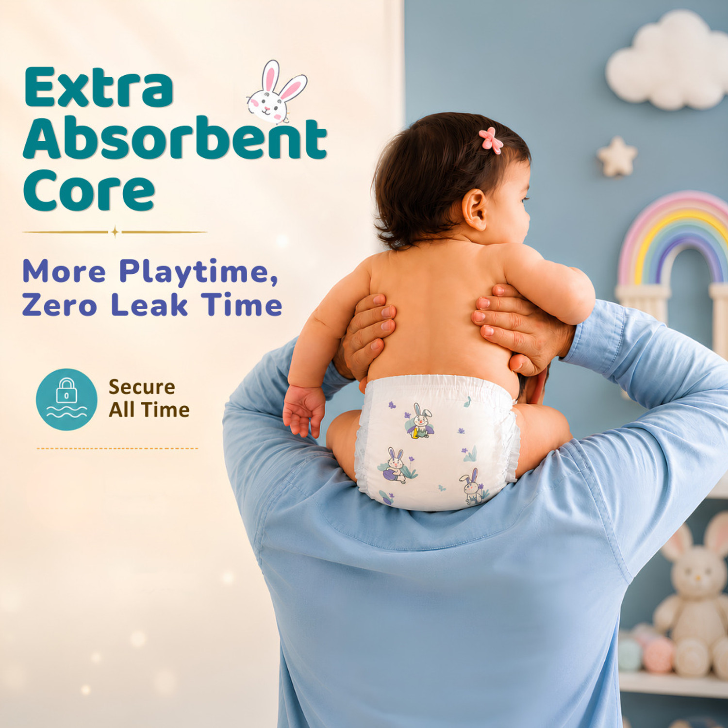 Image of HONEY BUNNY Premium Baby Diaper Pants | 360 Soft Comfort, Ultra-Thin Fit & Shea Butter Care - M