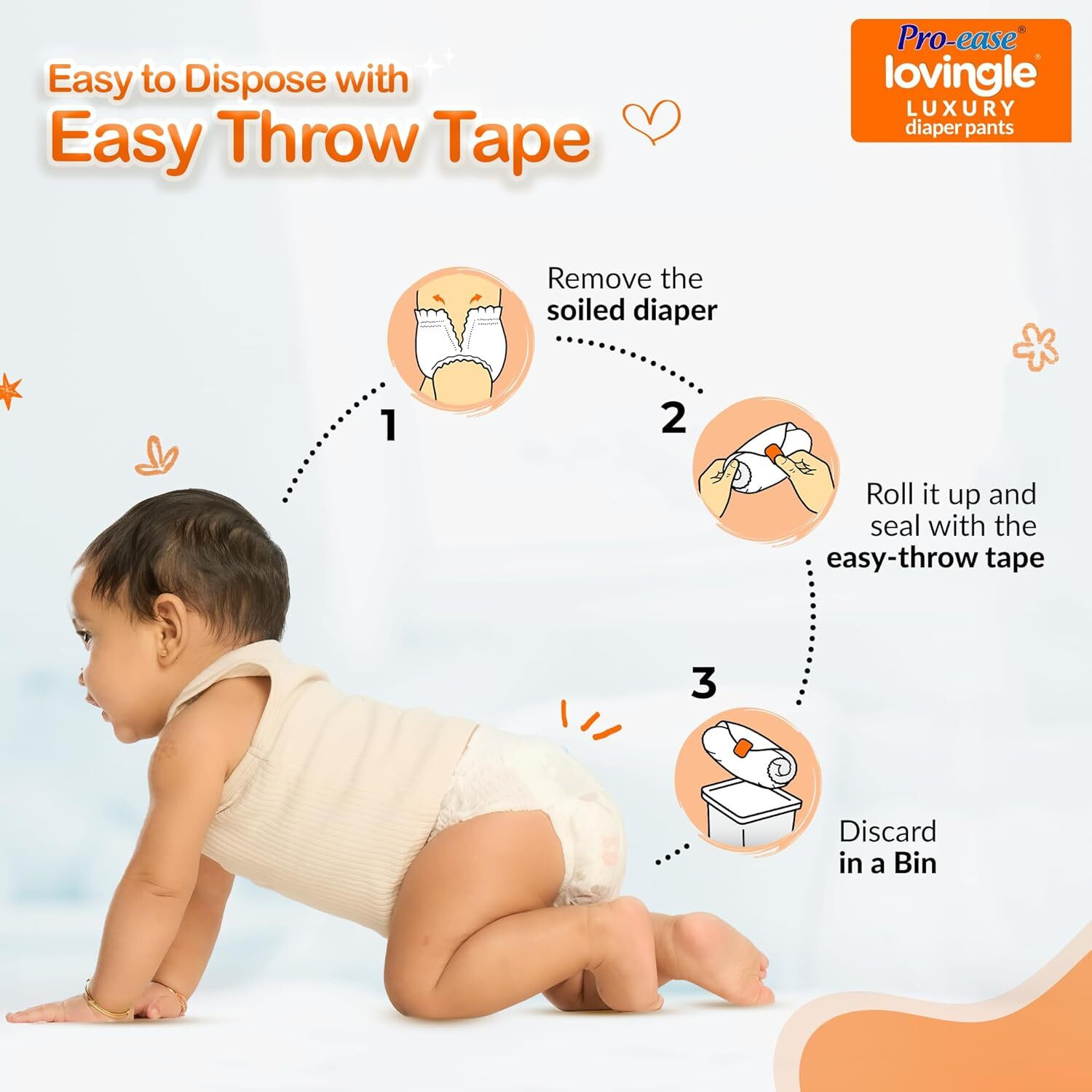 Image of Pro-ease Lovingle Premium Luxury Diaper Pants - M (25+25)=50 Pieces Pant Diapers - M