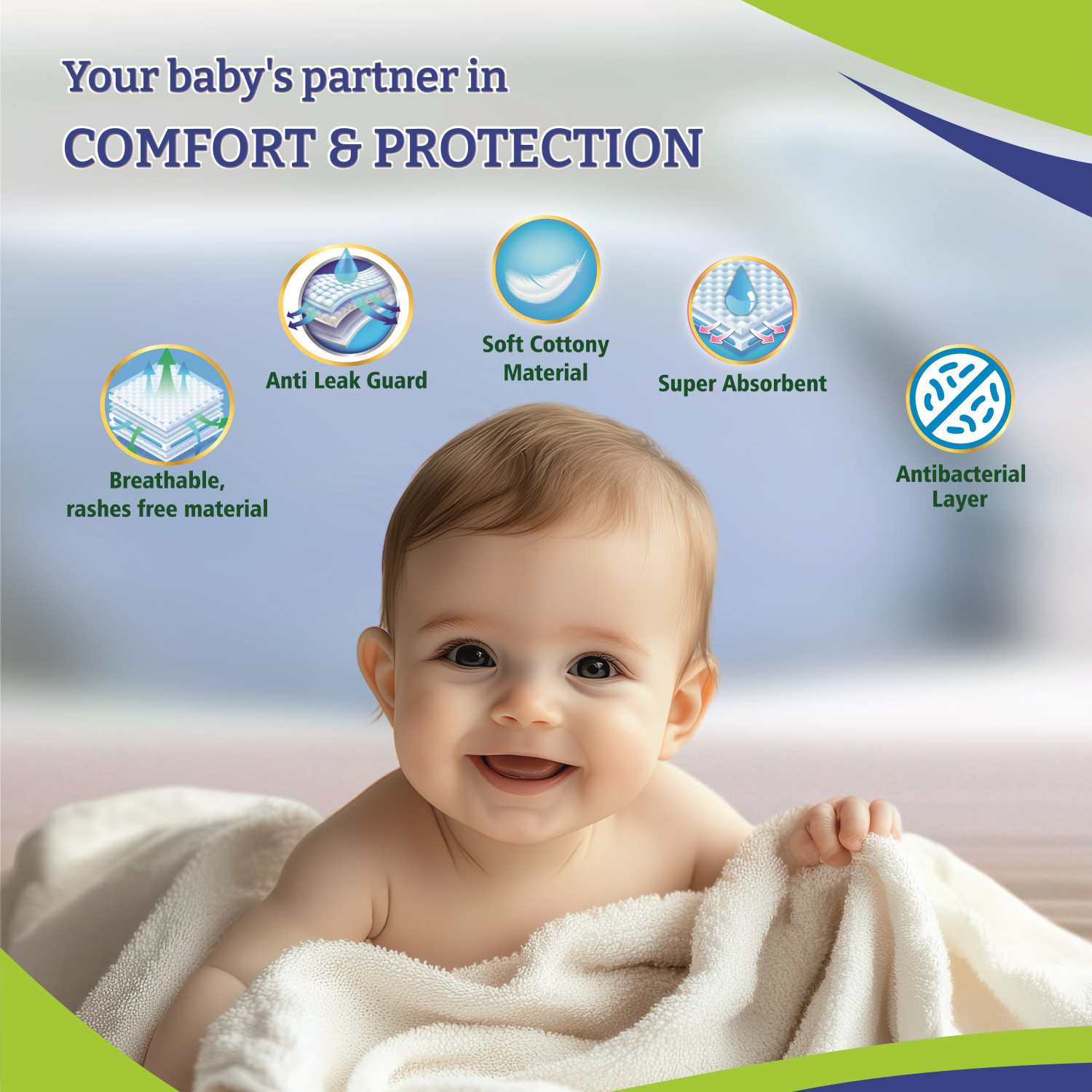 Image of soft & secure Baby Diapers Pants with Extra Protection S Size For 4 to 7 Kg Pant Diapers - S